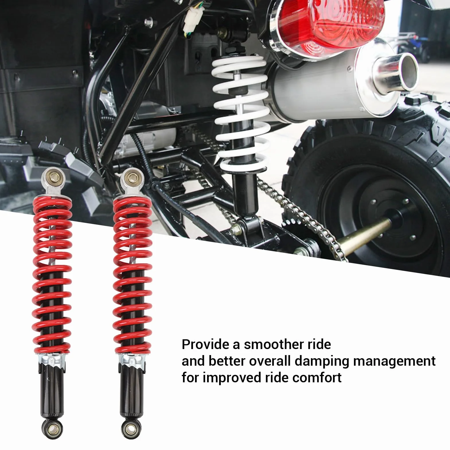 2 ammortizzatori universali 350 mm con molla ad alte prestazioni 8 mm, adatti per Dirt Pit Bike, ATV Quad e scooter 50 °C a 150 °C