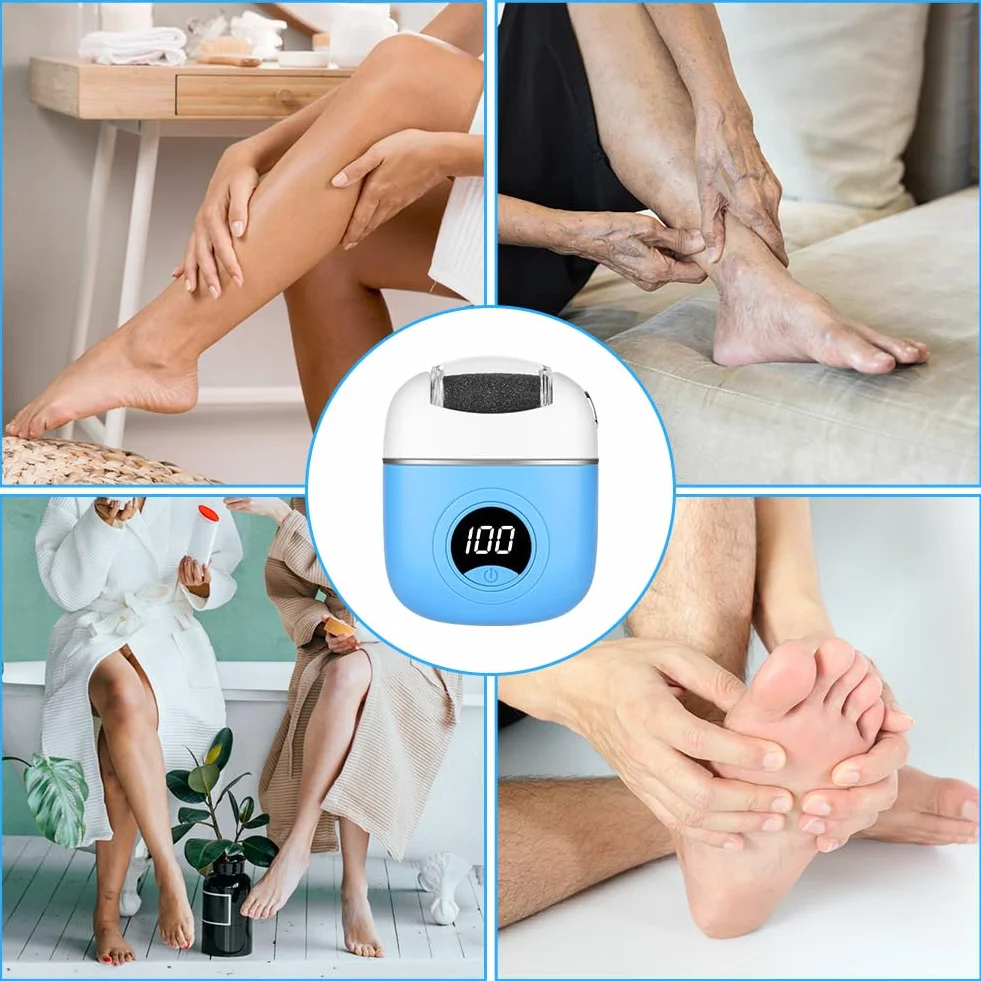 OSDUE Pedicure Elettrico Professionale con 3 Rulli Sostituibili, Rimozione Calli Ricaricabile 2 Velocità