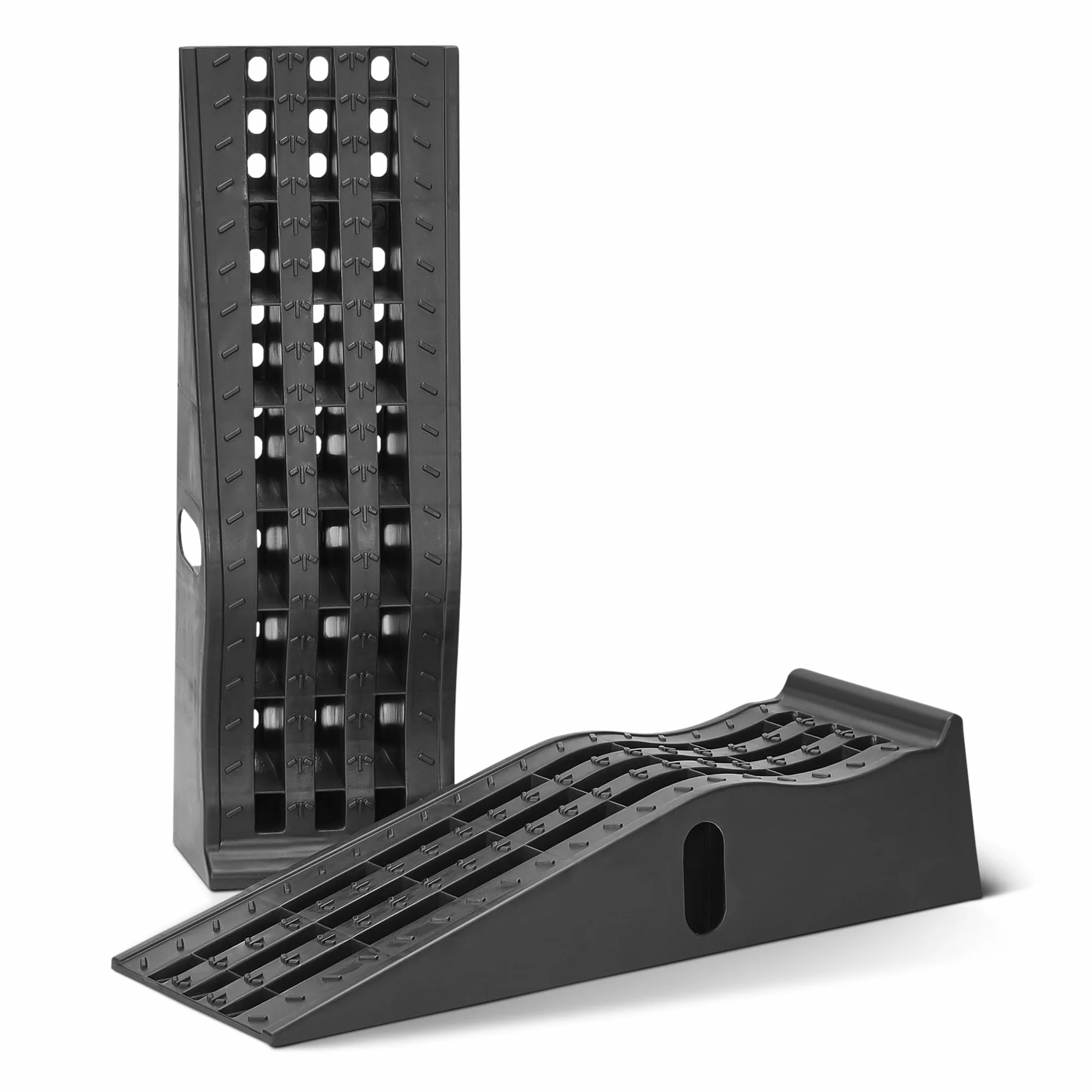 Amazon Basics Rampe Carico Auto in Plastica Resistente, Capacità 2948kg per Coppia, Base Gomma Antiscivolo, Set da 2, Nero