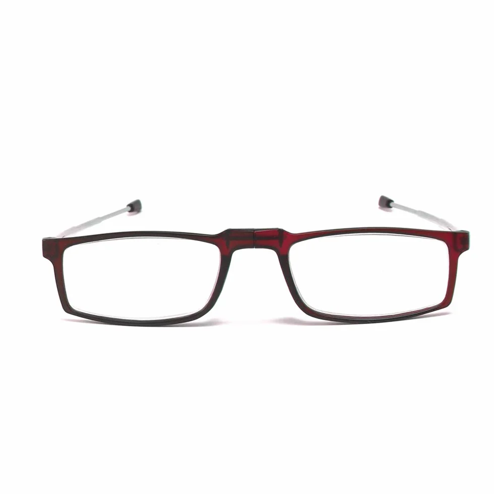 KoKoBin Occhiali da Lettura Pieghevole Anti Luce Blu con Fionda Specchio Telescopico Gambe e Scatola Portatile Rosso 2.5