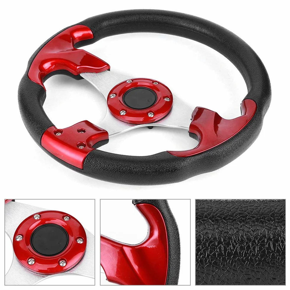 Volante sportivo in fibra di carbonio 320 mm rosso con pulsante clacson