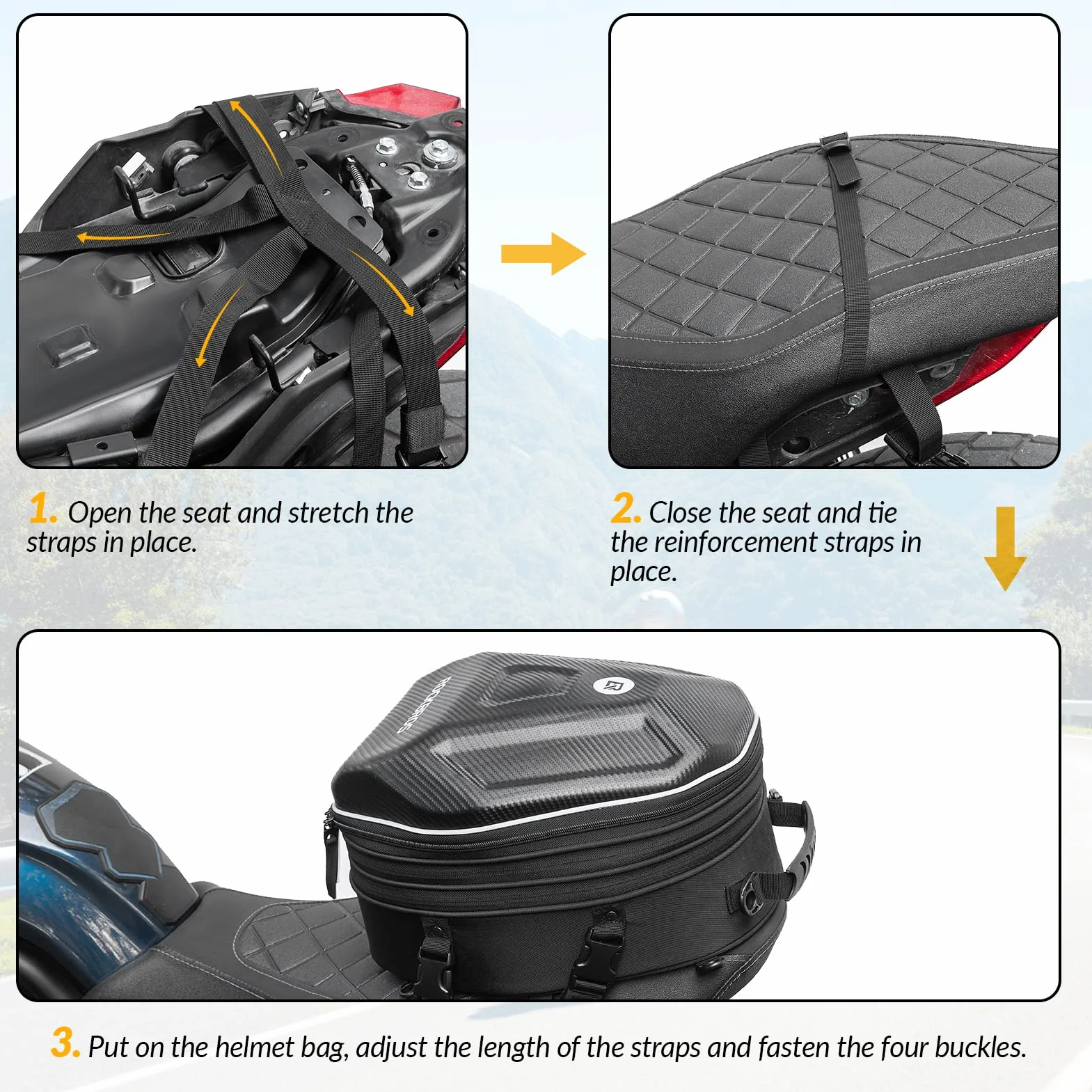 ROCKBROS Borsa Posteriore per Sella Moto Impermeabile Zaino Rigido per Casco Espandibile 20-35L Copertura Antipioggia