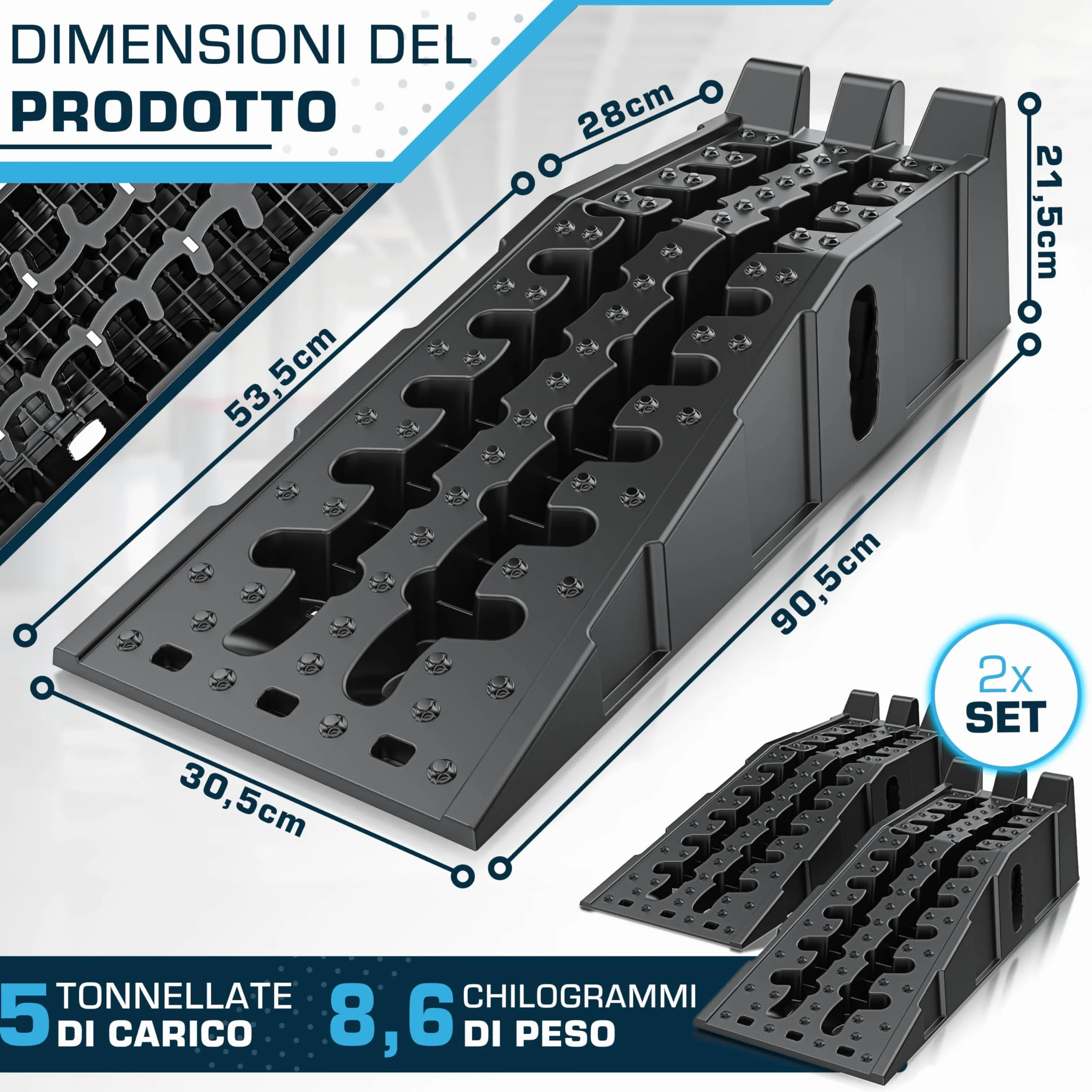 Rampe auto 2 pezzi 5t antiscivolo sollevamento per garage officina camion