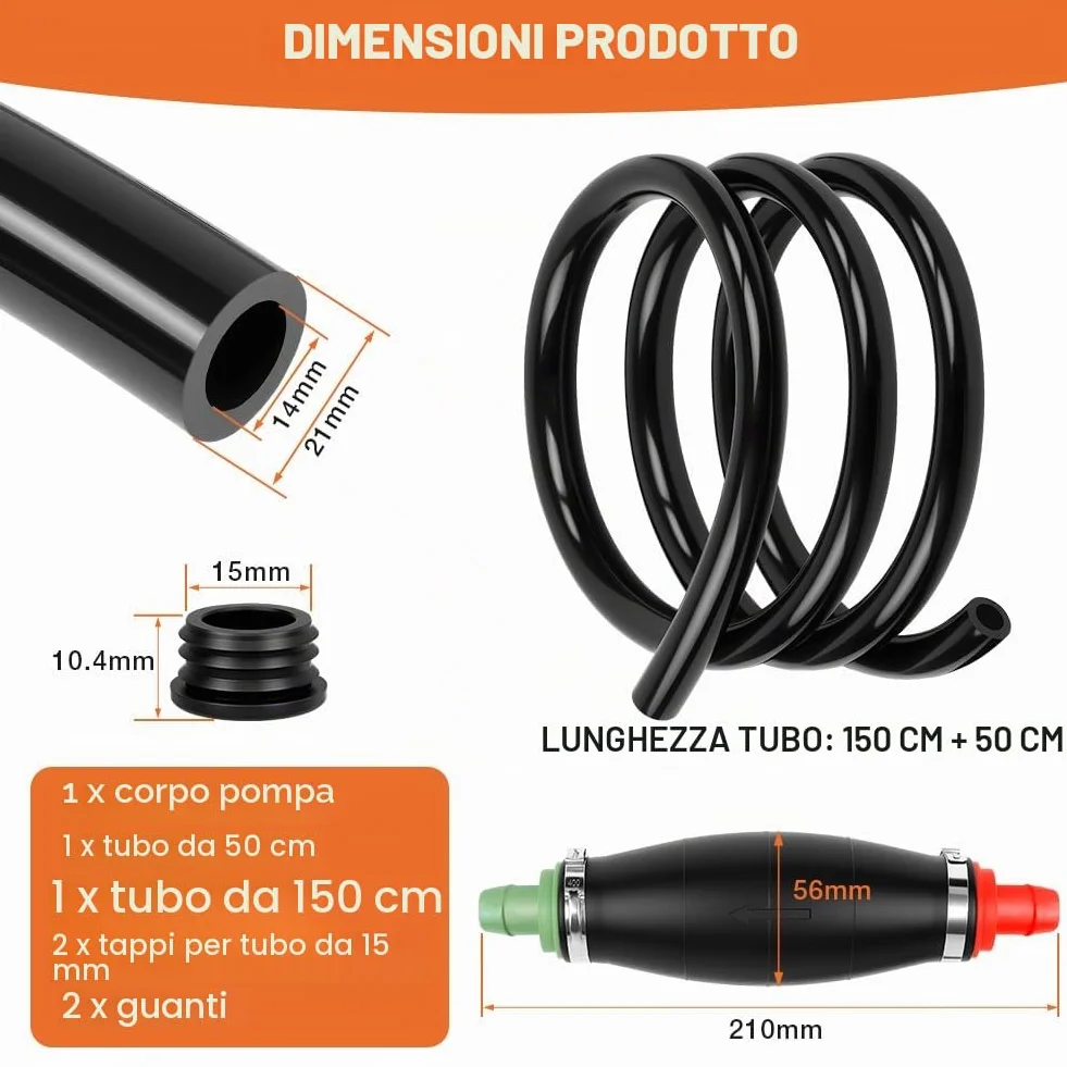 Flintronic Pompa Manuale a Sifone, Trasferimento Manuale 14mm Tubo, Portatile Pompa Travaso Gasolio, Pompa Travaso Gasolio ad Alto Flusso per Travaso Liquidi, Benzina, Olio