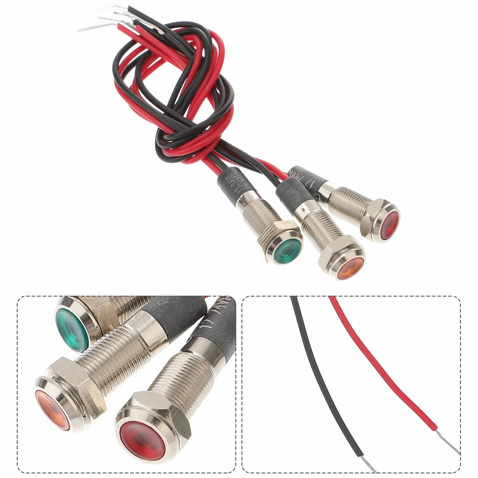SHINEOFI Lampada di Segnalazione LED 3 Pezzi 12V Cavo Spia Luminosa Cruscotto 6mm Luce Direzionale Auto Barca