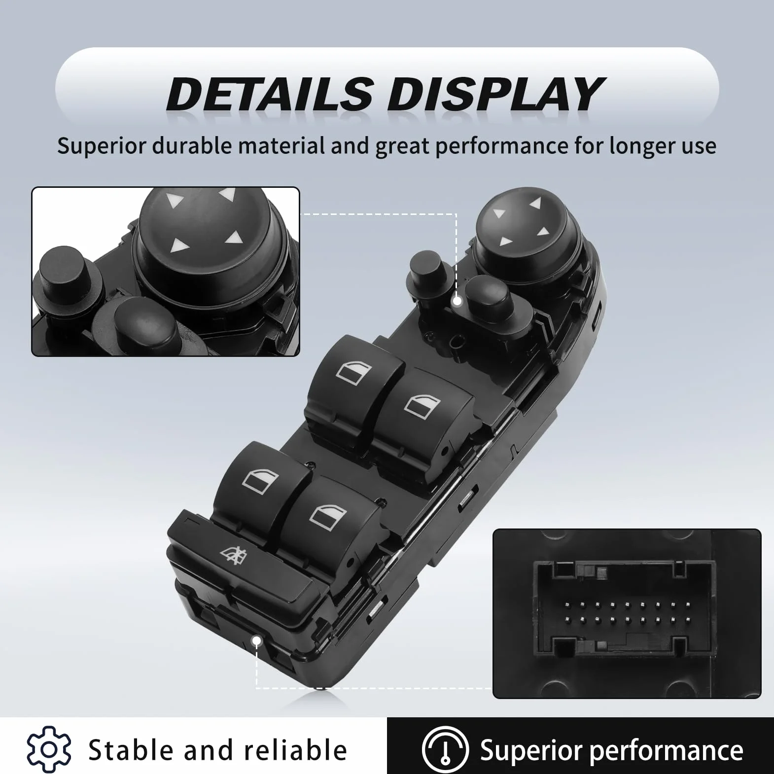 Interruttore alzacristalli anteriore sinistro per Serie 3 E90 E91 2004-2012 | 8 pulsanti | 18 pin | Compatibile con 316, 318, 320, 323, 325, 328, 330, 335 | Ricambio per 61319217333 61319132136