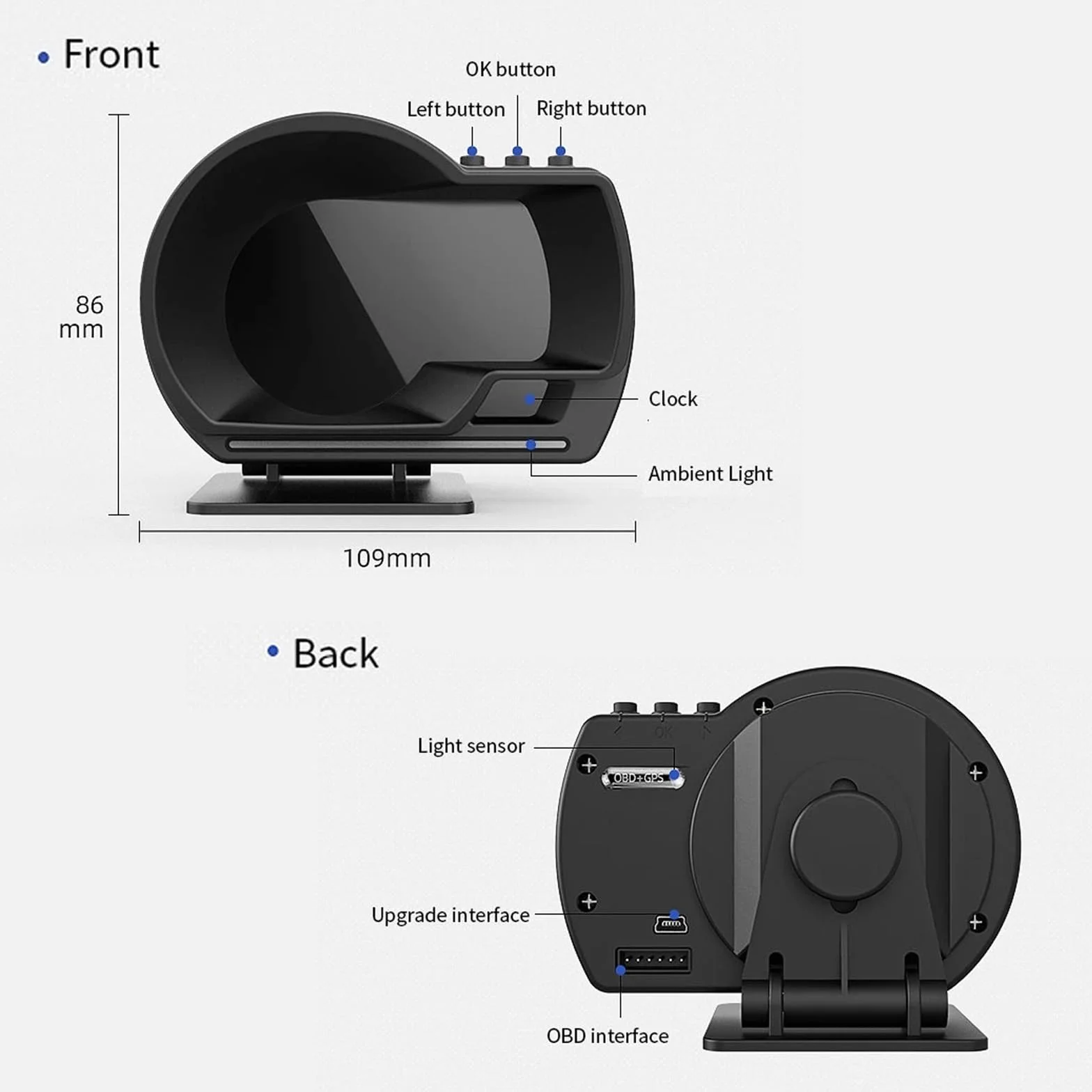 KAOLALI Head Up Display per Auto OBD GPS Tachimetro Universale HUD Indicatore Intelligente con Staffa Regolabile Luce KMH MPH per Auto Camion Camper Tachimetro Guida sicura