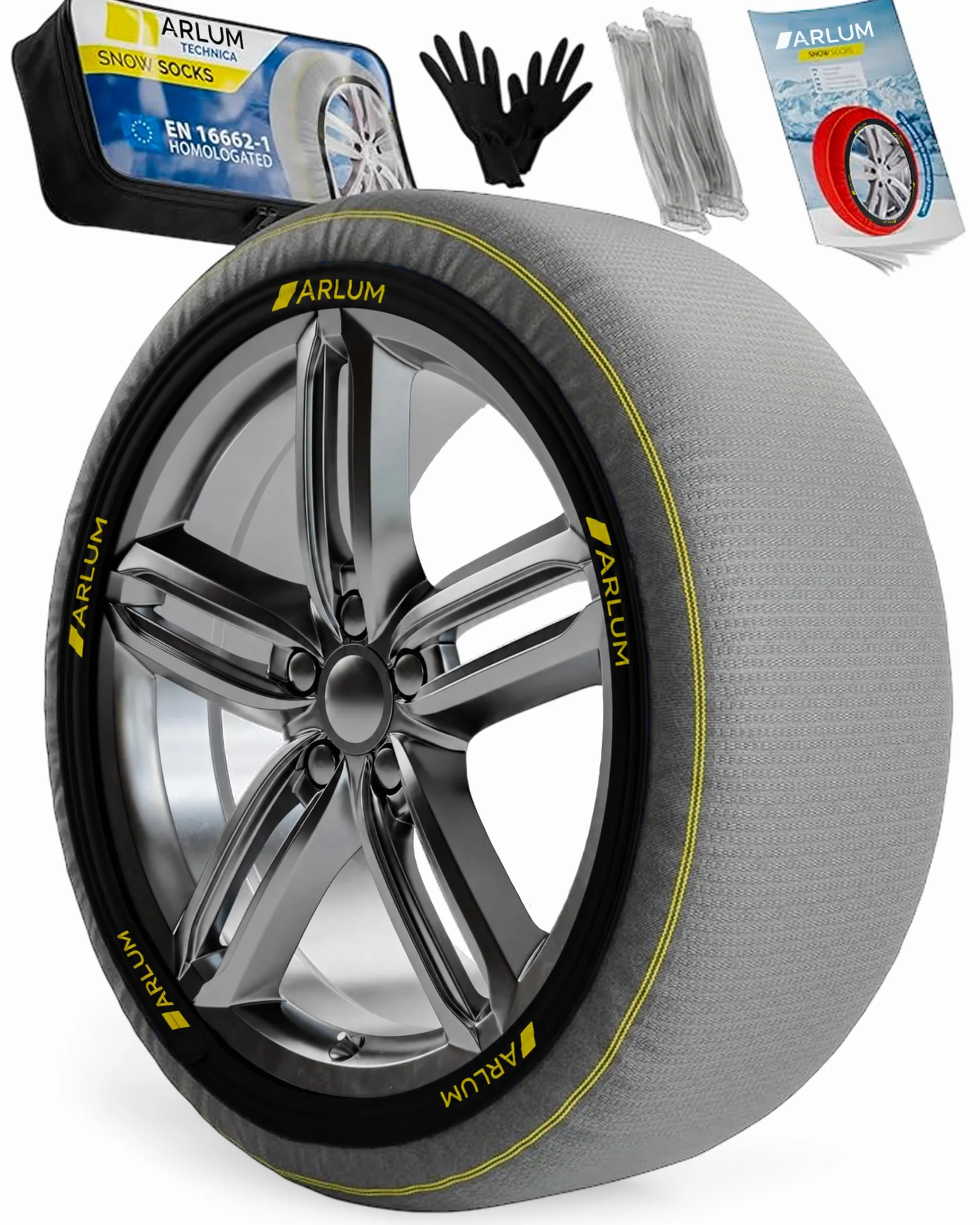 ARCOL Calze da Neve Omologate EN 16662-1 Catene da Neve in Tessuto XL