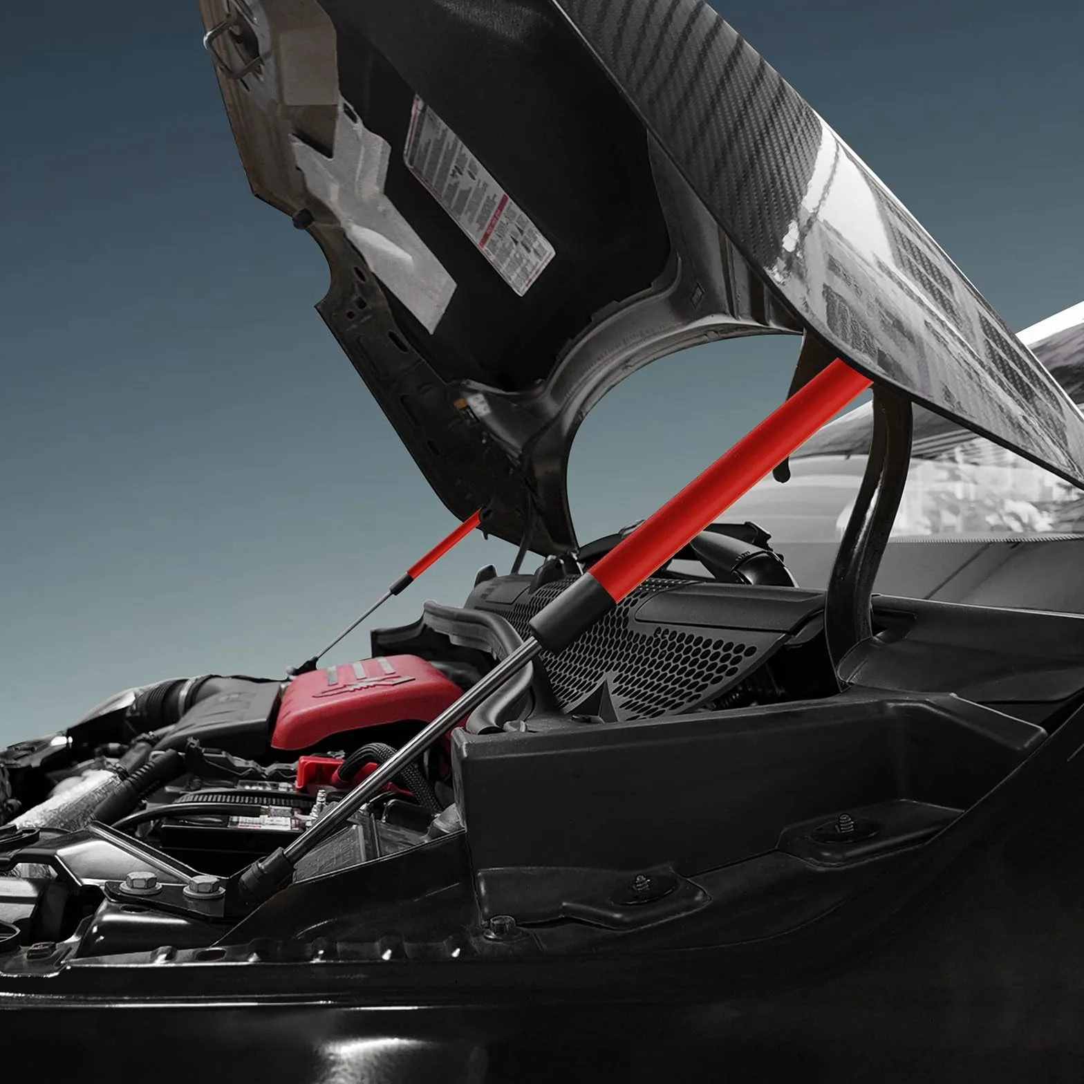 KUNGKIC Supporti di sollevamento caricati a gas per cofano anteriore per Fiat 500 500c 500e Abarth 595 695 cofano idraulico Barra di supporto di sollevamento 8 pezzi (Rosso)
