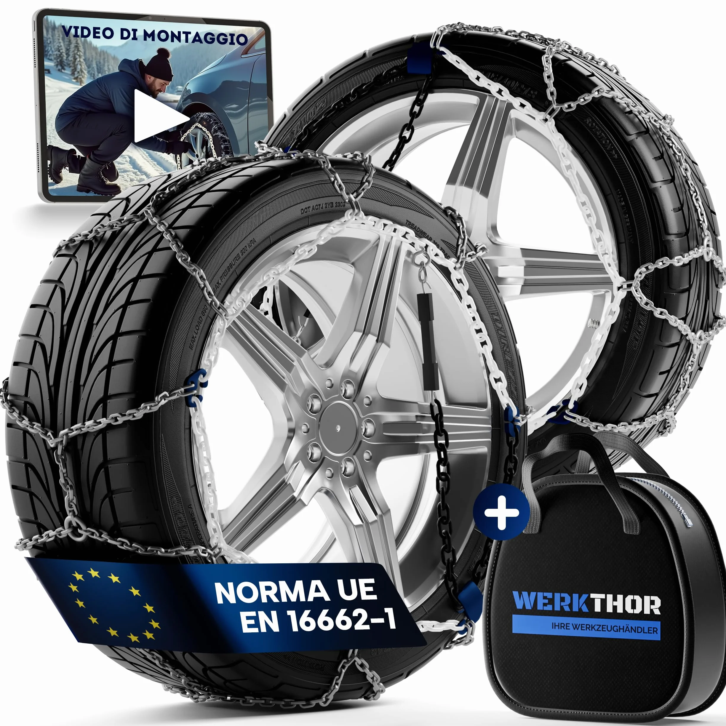 Catene da Neve Omologate per Auto WERKTHOR 2x Metallo