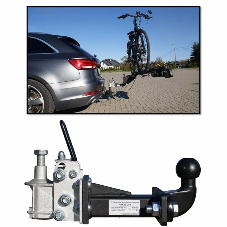 Prolunga gancio traino 250 mm inclinabile universale per portabici