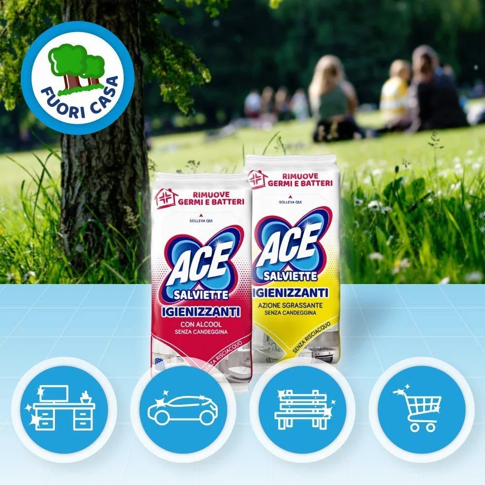 ACE Salviette Igienizzanti Mix Alcool Sgrassanti, 480 Salviette