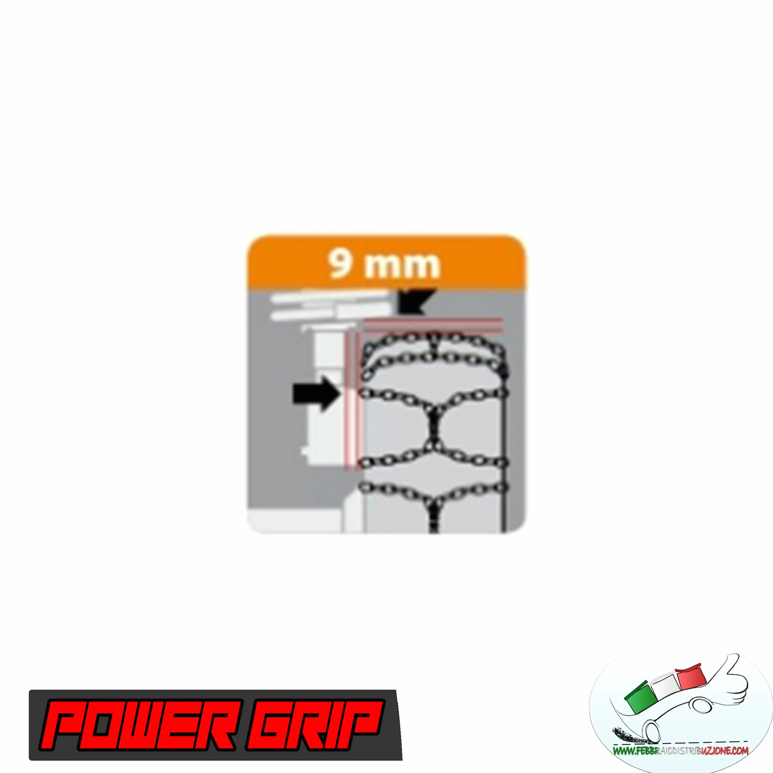Catene da Neve 9mm Omologate TÜV GS Onorm Gruppo 140 Acciaio Montaggio Facile