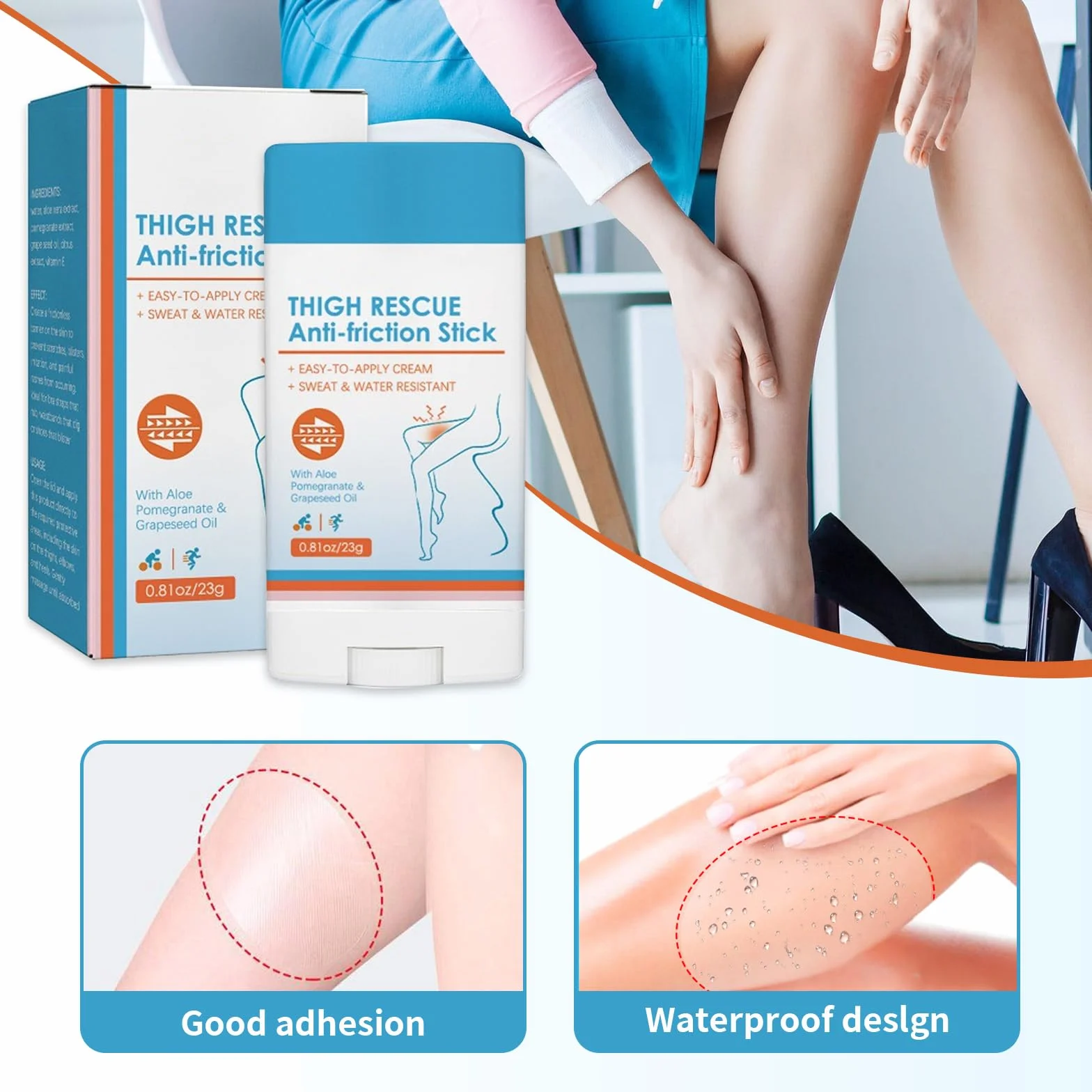 Crema anti-attrito per cosce e piedi, bastoncini anti-sfregamento, previene irritazioni e sfregamenti