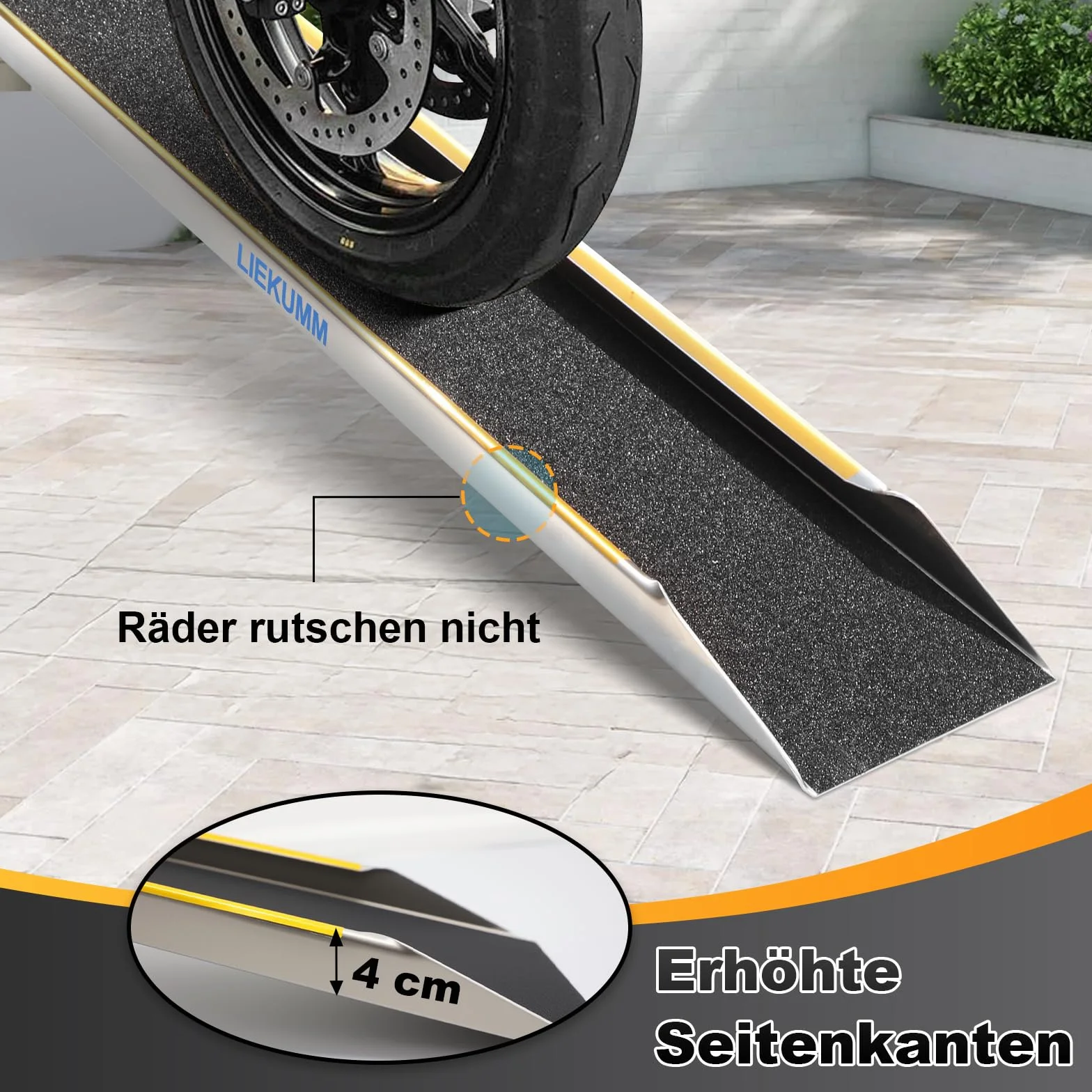 LIEKUMM Rampa di Carico Pieghevole in Alluminio, 180 x 25 cm Rampa di Salita, Portata 200 kg Portatile Rampa per ATV con Superficie Antiscivolo Rampa per rimorchi fuoristrada