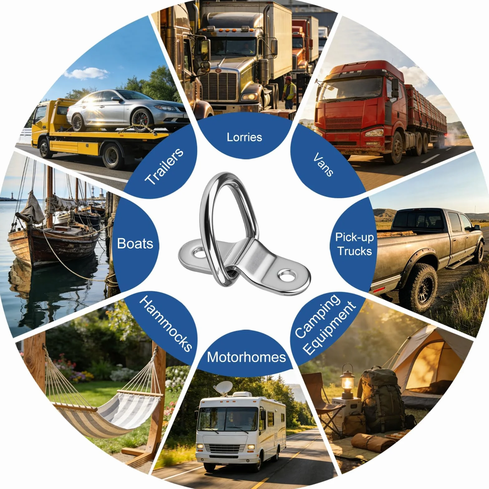 Anello di Ancoraggio Inox 4 Pezzi Carico Rimorchi Camion Furgoni SUV Barche