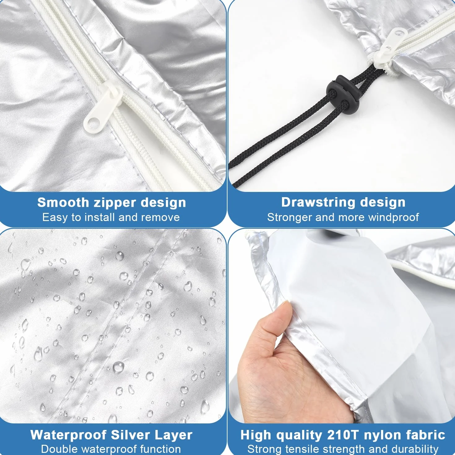 Copertura per Pneumatici Impermeabile Borsa Auto 84x120cm Argento 4 Pneumatici 18-22 Pollici