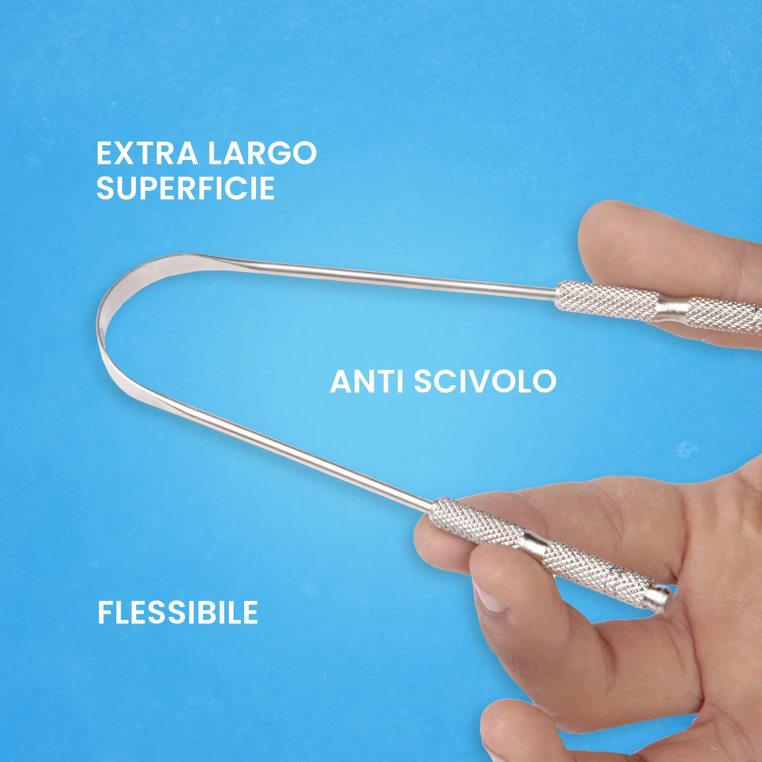 HOKIN Raschietto Lingua in Acciaio Antimacchia per Adulti Combatti Alito Cattivo Tongue Scraper Cleaner Nettalingua