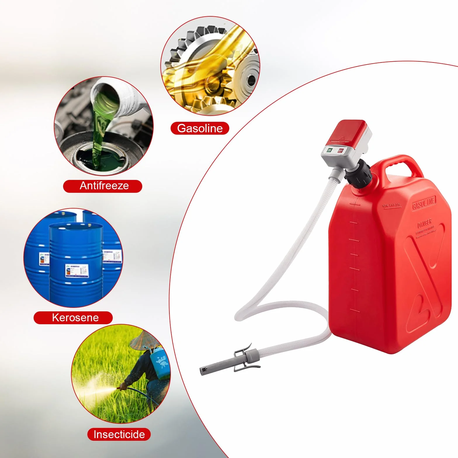 Pompa del carburante con sensore di arresto automatico 12 l/min USB elettrica a benzina 4 adattatori tubo