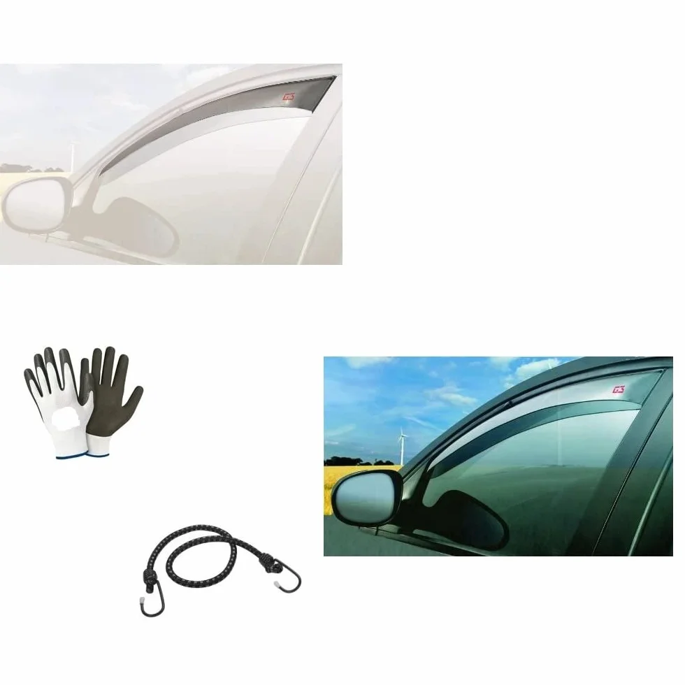 COMPATIBILE CON Fiat 500 (Escl. tetto vetro/Without glass roof) 3P dal 2007 in poi (19.300) COPPIA DEFLETTORE ANTIVENTO PER ARIA E PIOGGIA FINESTRINO VETRO ANTERIORE PER AUTO