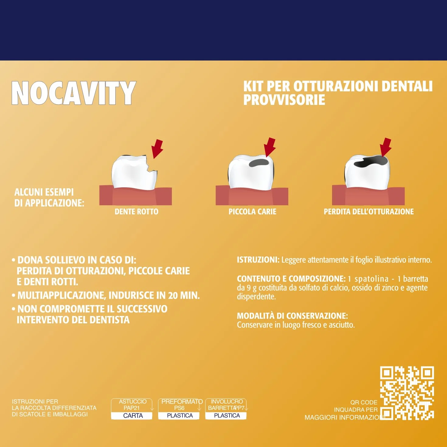 Kit per Otturazioni Dentali Provvisorie - Cemento Isolante Cavità Dentale per Dolore, Carie e Denti Rotti