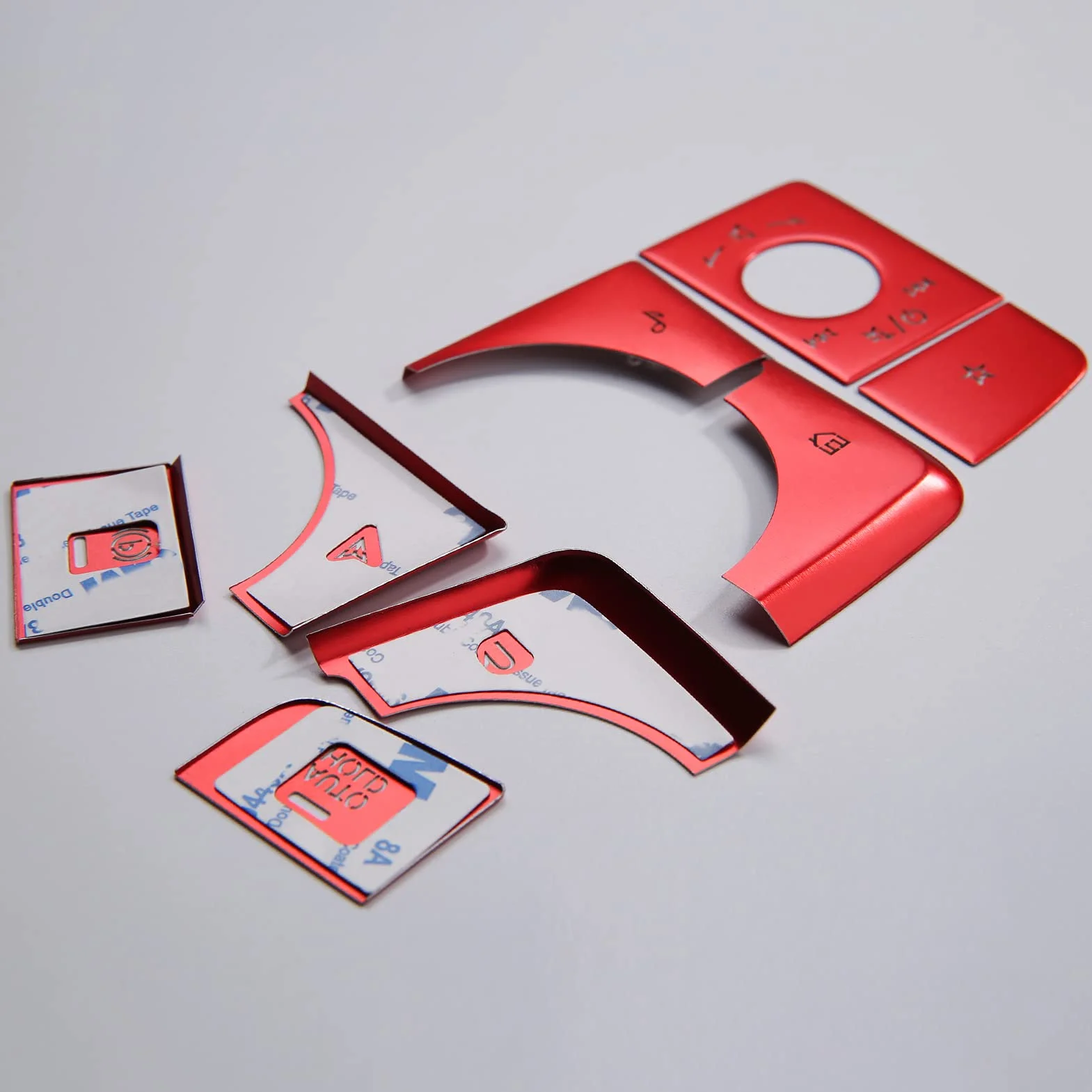 Pannello per cambio centrale, copertura per pulsanti, accessori per auto, 8 pezzi, colore rosso