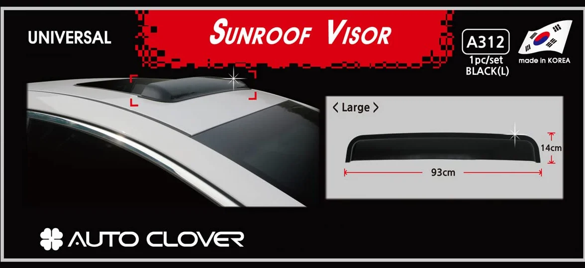 AUTO CLOVER Deflettore antivento universale per tettuccio panoramico, parapioggia e spoiler - Grande 93 cm