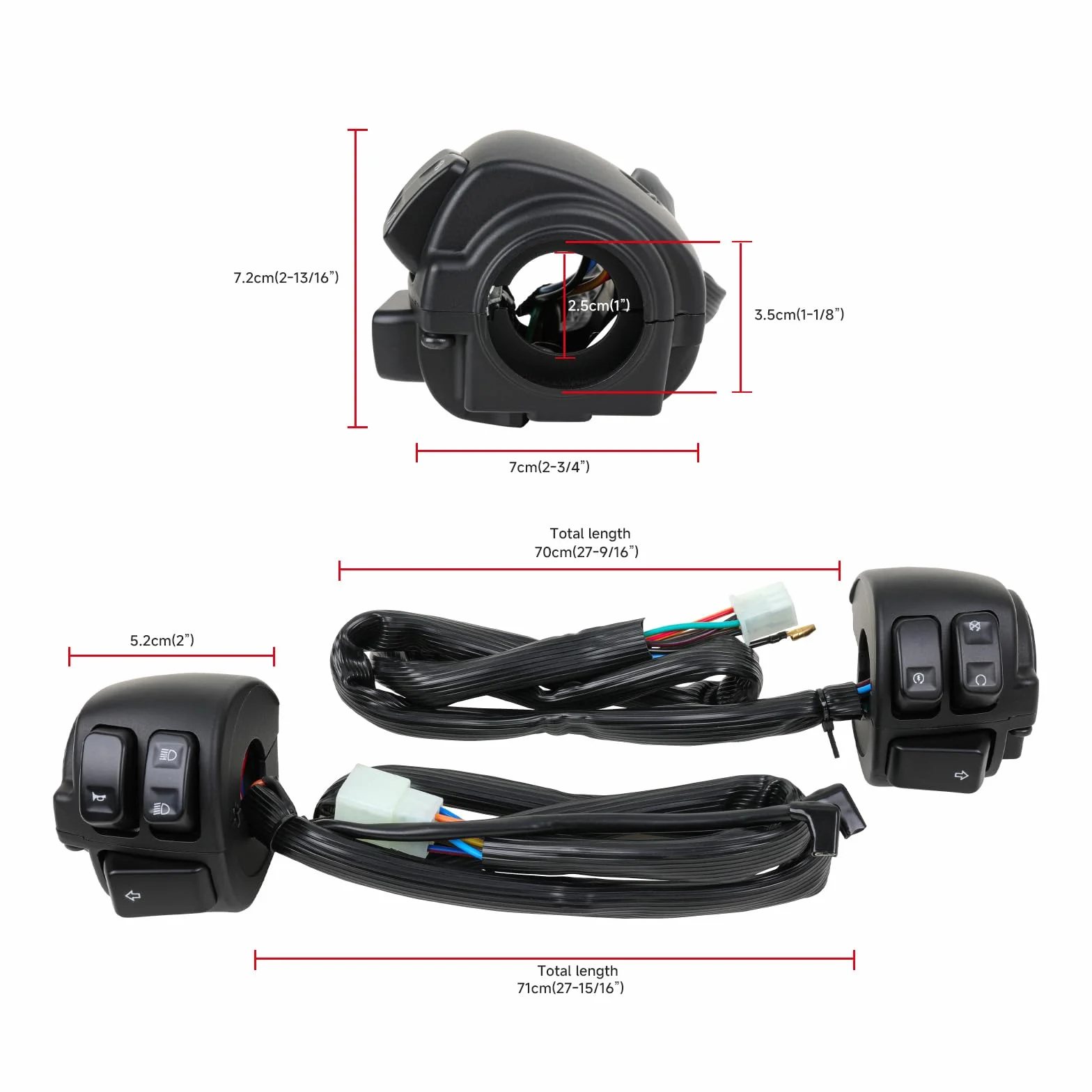 DREAMIZER 1" Interruttori Manubrio Moto Compatibile con Harley Softail Dyna Sportster V-Rod 1996-2012, 1 Coppia