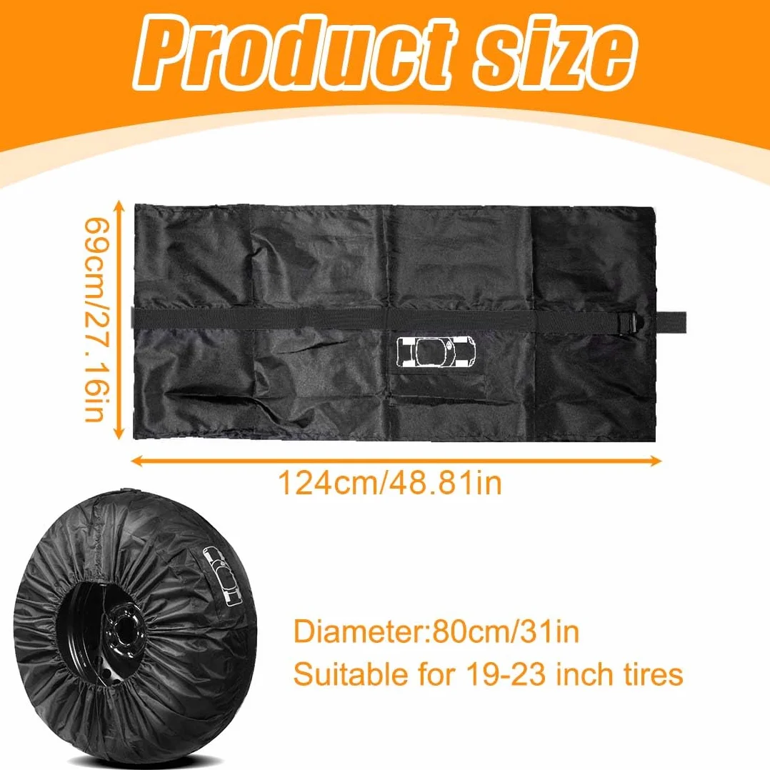 Borsa Pneumatici Auto Copertura Ruota Scorta Diametro 80 cm Nero con Manico