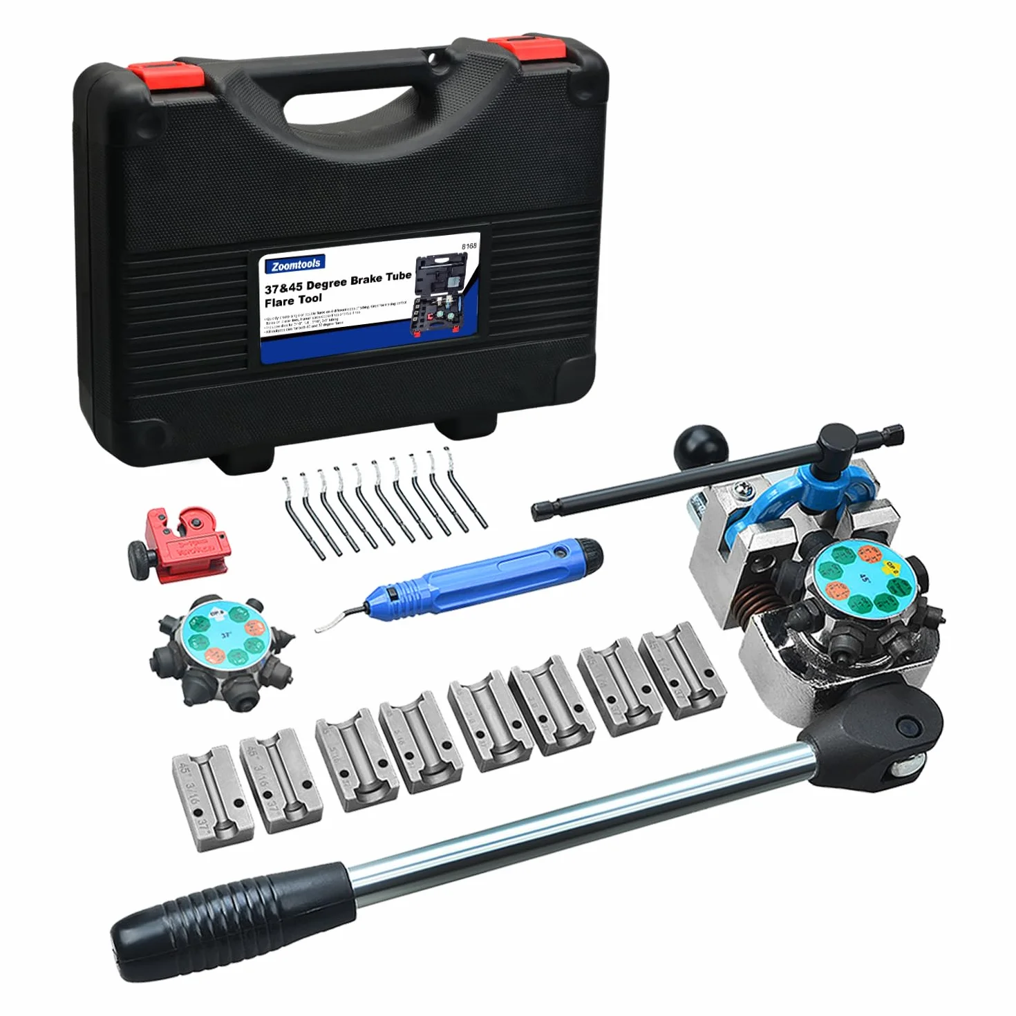 Kit Svasatura Tubi Freno Professionale per Tubi 3/16" 1/4" 5/16" 3/8" (4,75/6,35/8/9,5 mm) 37° e 45°