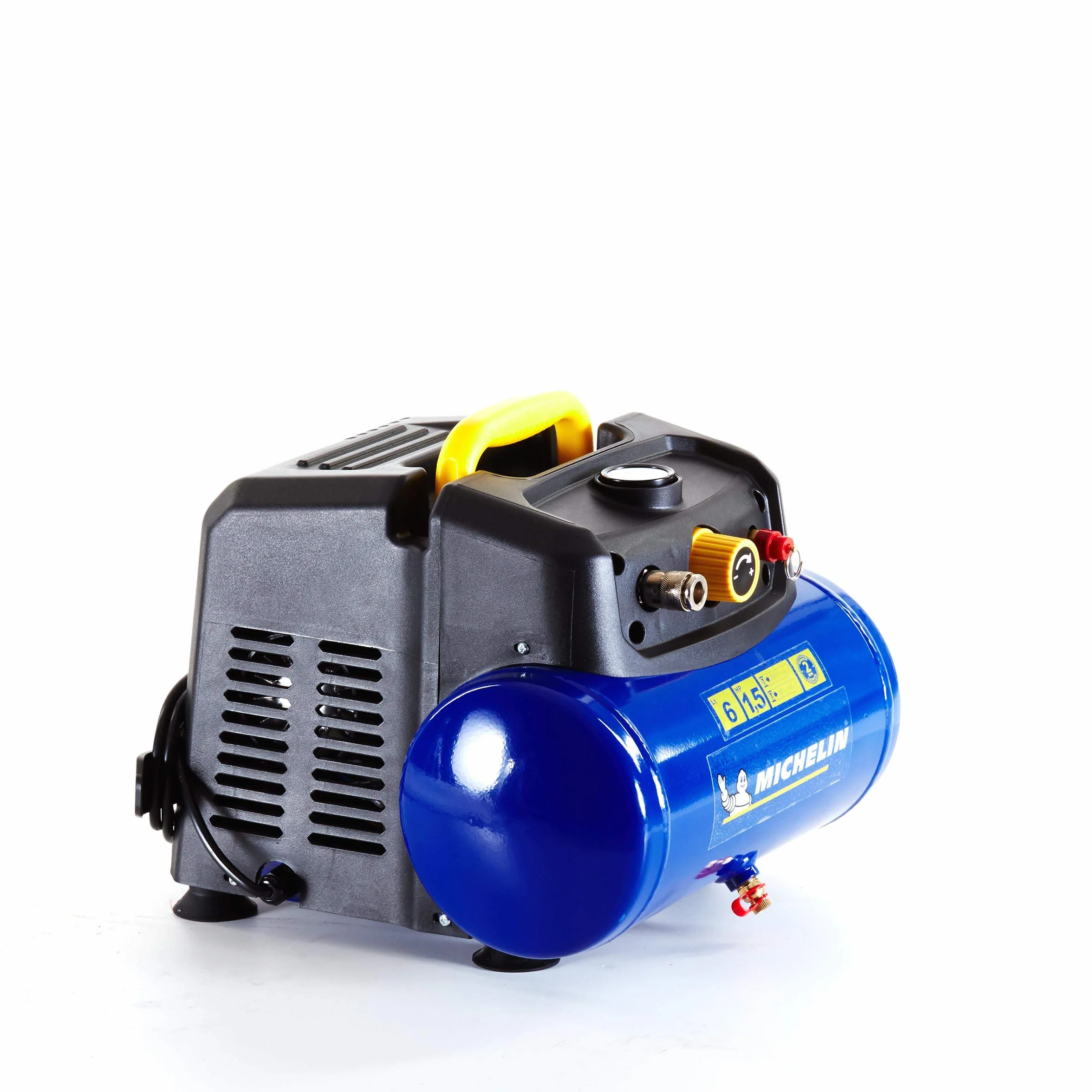 Michelin Compressore d'Aria Portatile MBL6, Compressore Aria Oil-Free da 6 Litri, Manometro Integrato, Pressione Massima 8 Bar, Potenza 1.5 CV