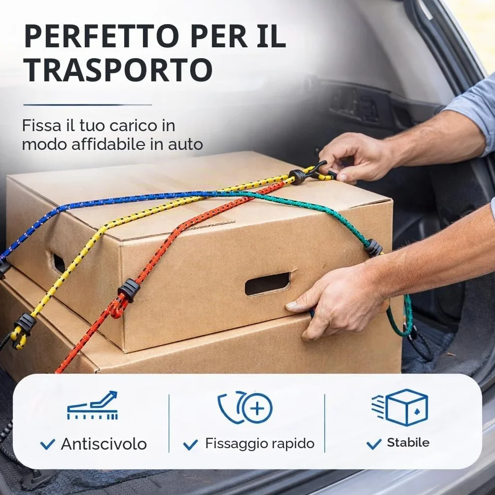 Set di cinghie di tensione per bagagli Gomma con ganci per trasporto e campeggio