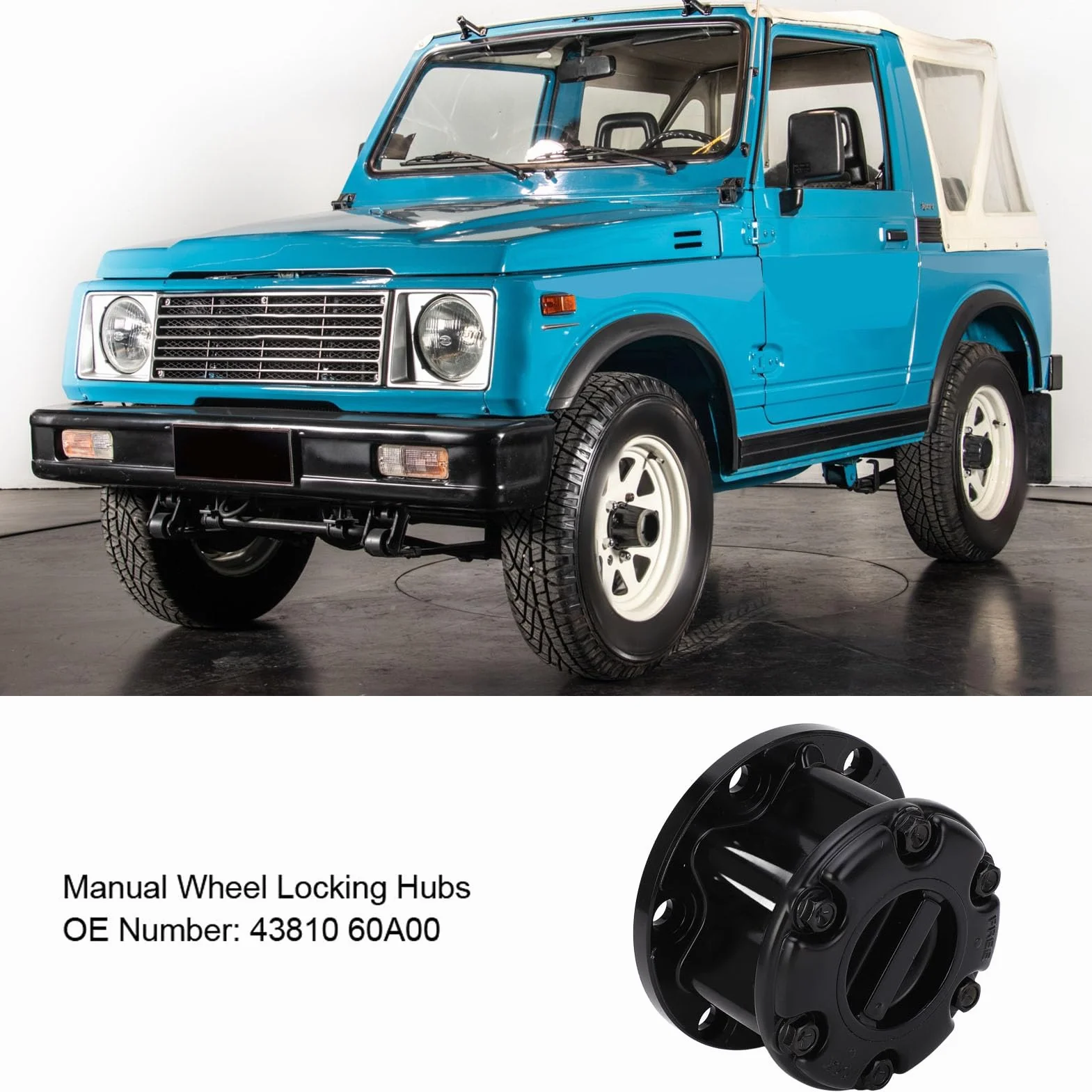 Gruppo con Bloccaggio Manuale, Blocco Ruota Anteriore con Lega, Adatto per SJ410 SJ413, Vitara, Geo Tracker, Grand Vitara, X-90, Set Completo con Mozzi Lato Conducente e Lato