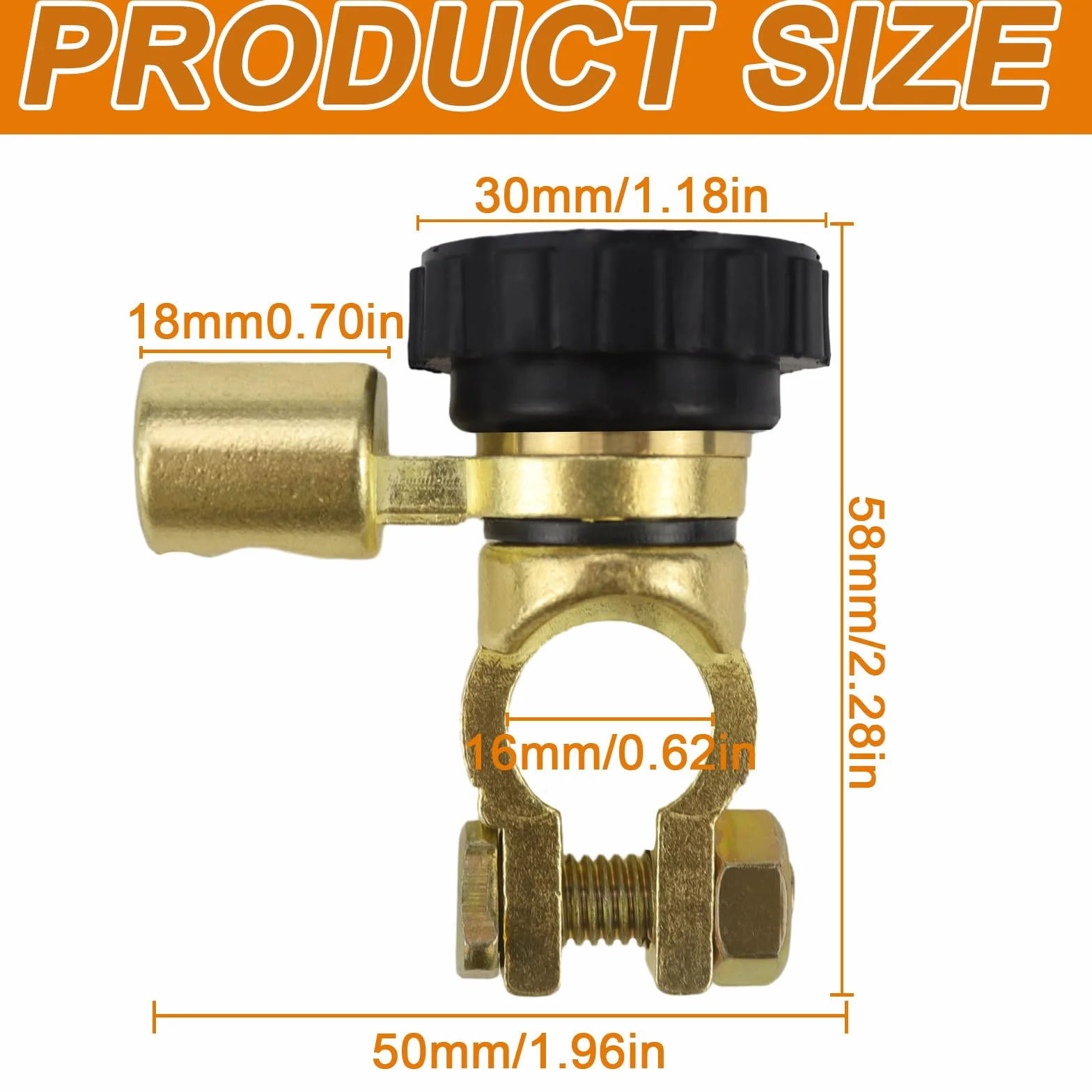 Morsetto Interruttore Stacca Batteria, Lega di Zinco Interruttore Della Batteria Stacca Batteria per Auto L Shape Staccabatteria 12V, per Testa Della Batteria per Auto da 15.5-17 mm (nero)