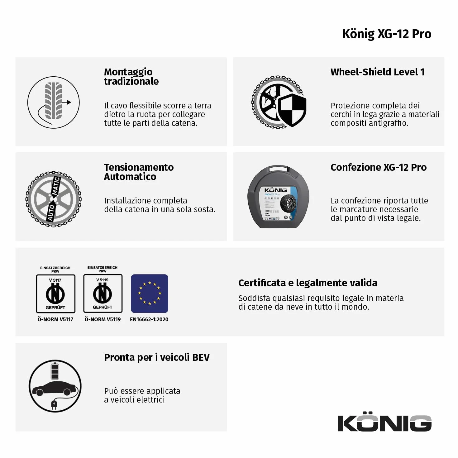 KÖNIG XG-12 PRO 225 Catene da Neve
