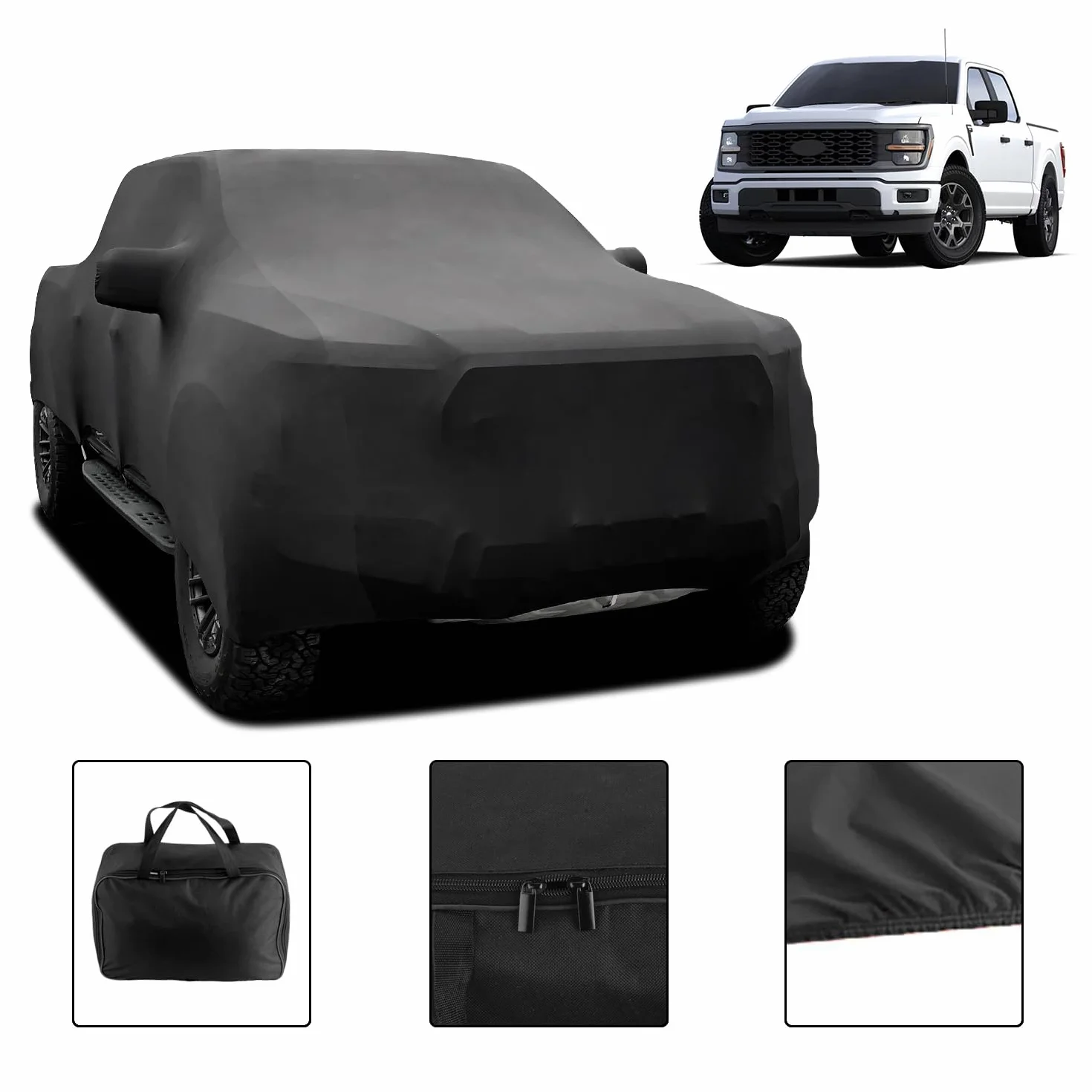 TECTICO Copertura Pickup Protezione Auto Coperchio Elastico Traspirante Resistente ai Graffi Resistente al Sole Pieghevole per Il Salone dell'auto/Garage，XXXL[5,9-6,1 Metri. ]