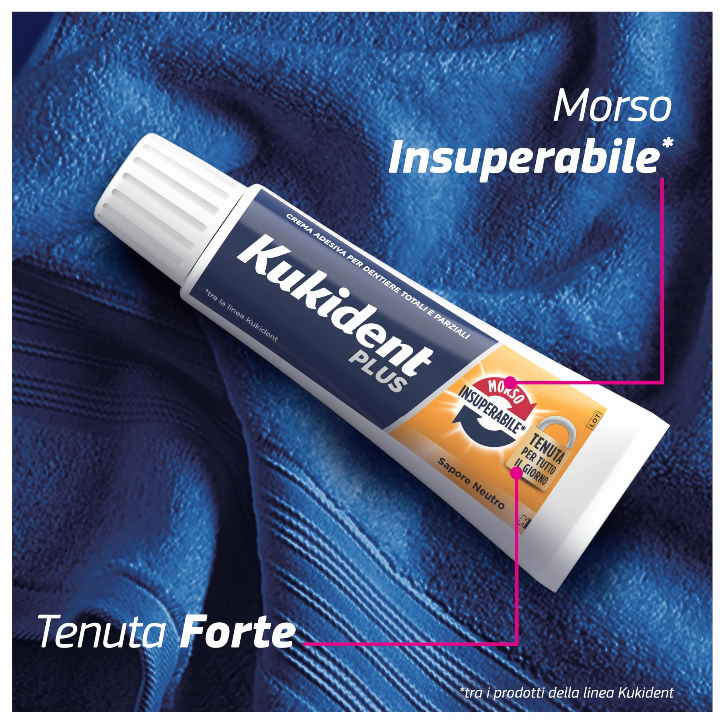 Kukident Plus Morso Insuperabile Crema Adesiva per Protesi Dentali, 3x35g