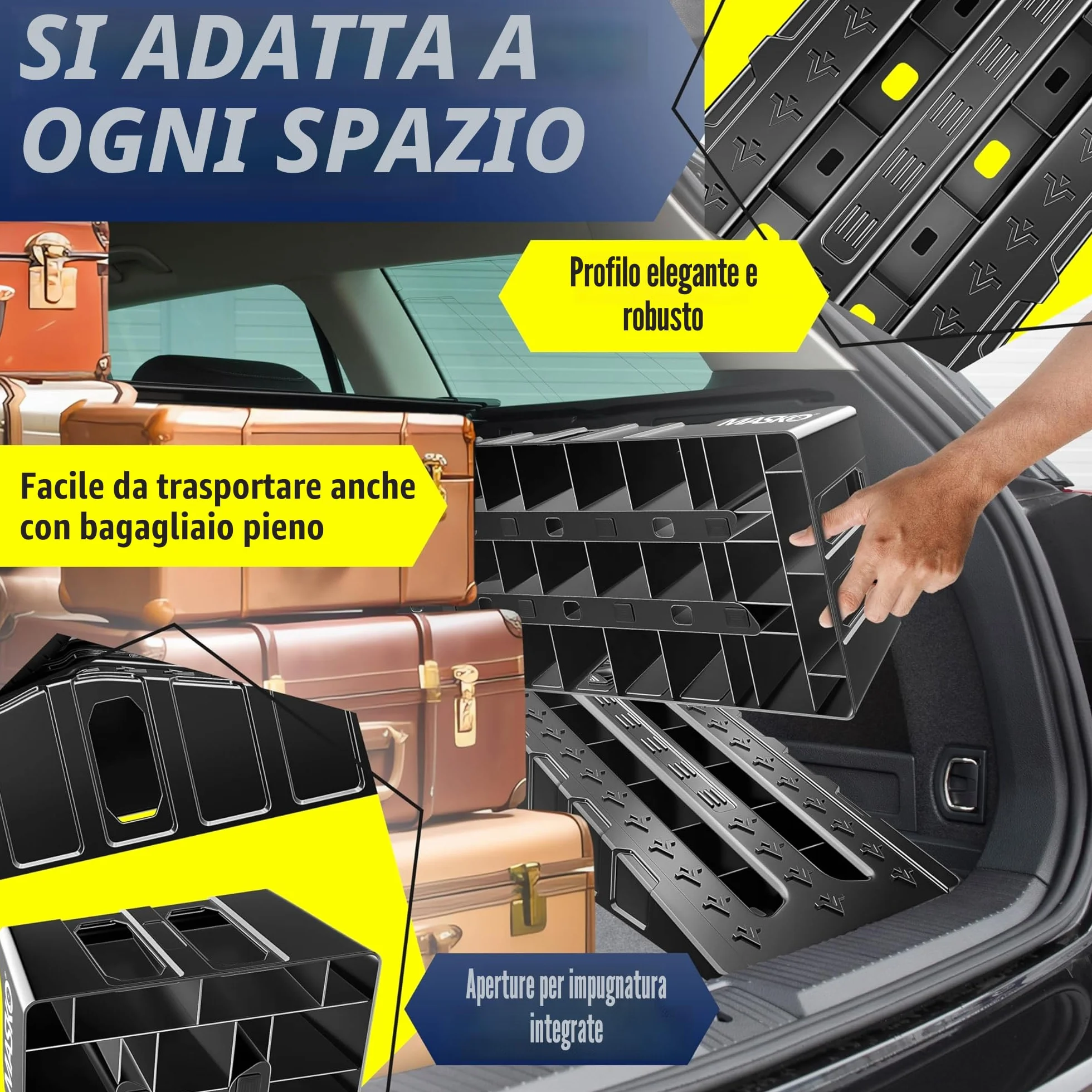 MASKO® Set di 2 Rampe di Carico fino a 5 Tonnellate di Capacità di Caric, Rampa Auto con Protezione Anti-Tip, Antisdrucciolo, Stabile, Ramp Extra Larga