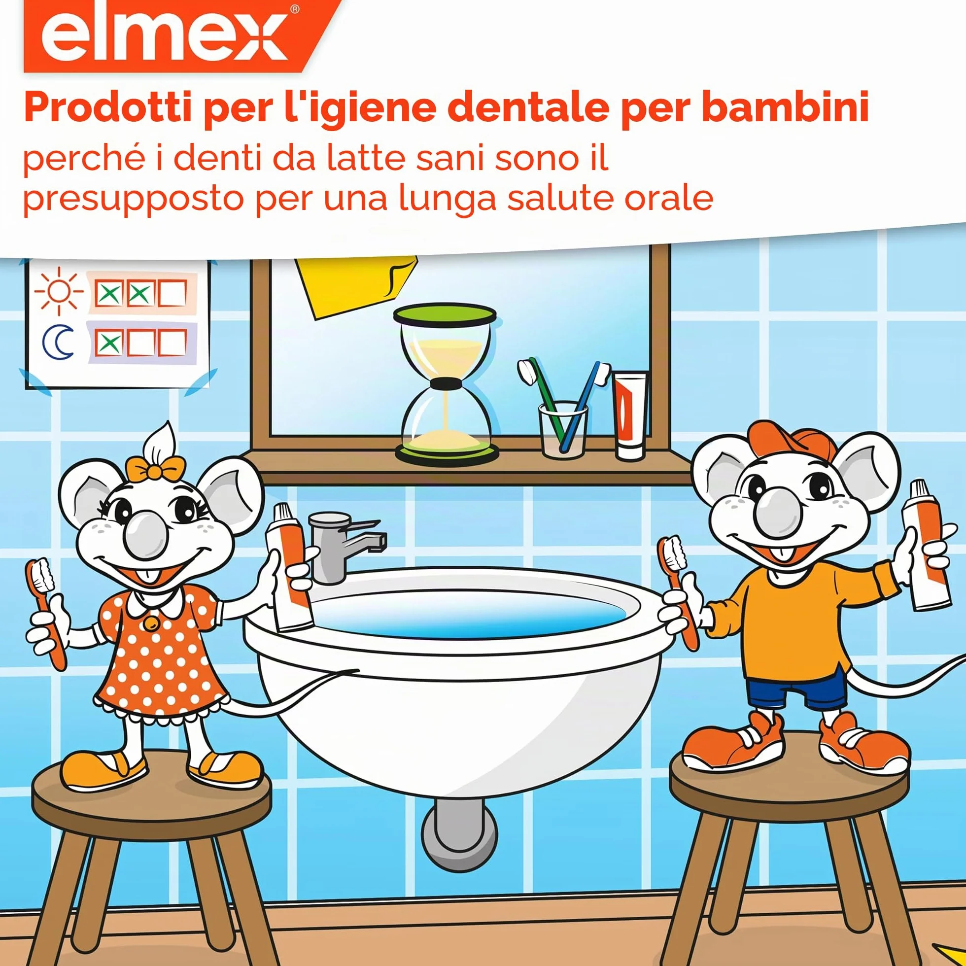 Elmex spazzolino da denti bambini 2-6 anni con ventosa 2 pezzi