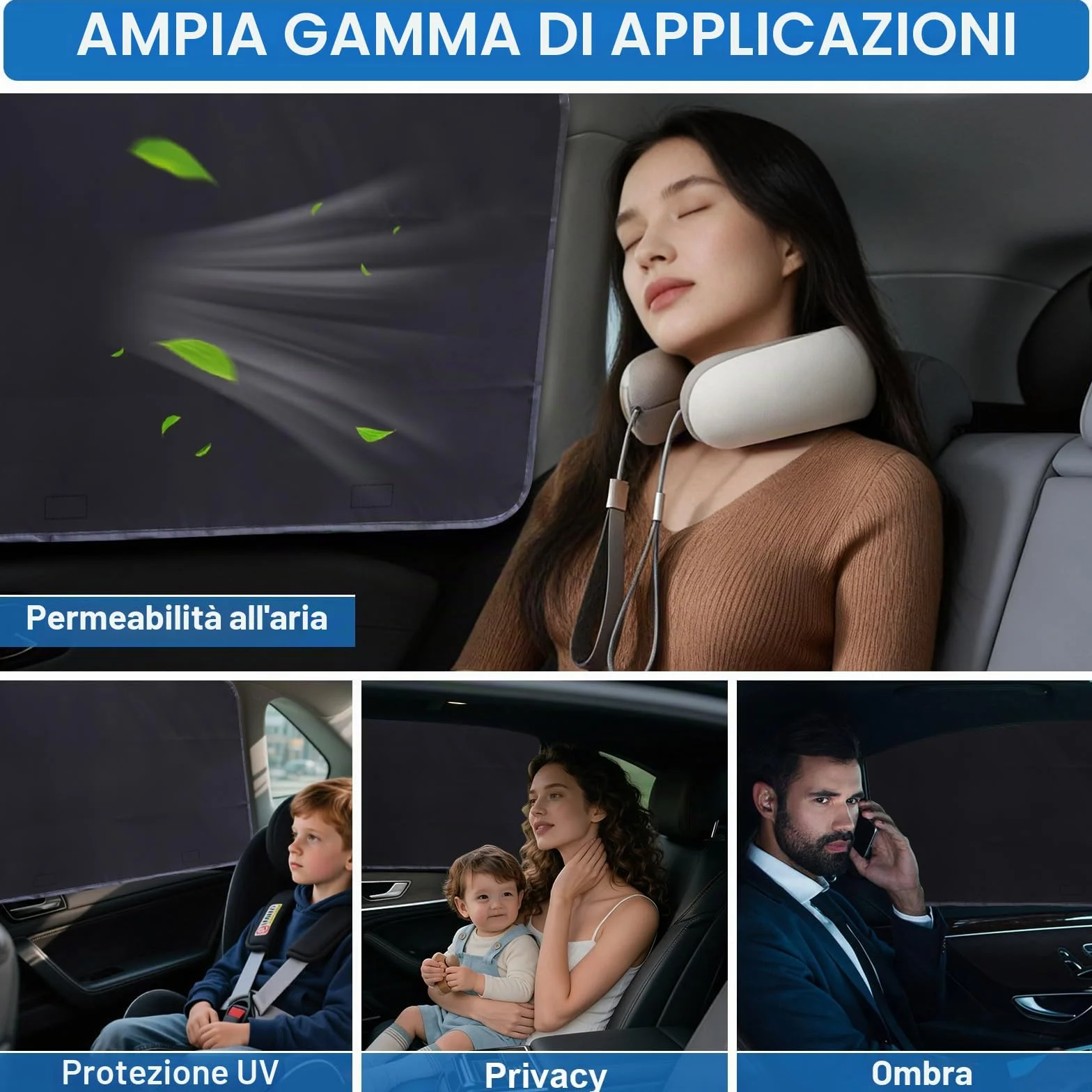 Tevlaphee Parasole Auto Magnetico per Bambini, Protezione UV, Tendina Termoriflettente e Oscurante per Finestrini Auto – Ideale per Adulti e Animali Domestici