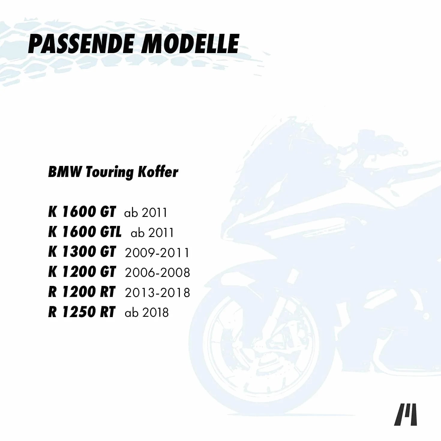 Getmore Parts Borse per valigie laterali moto BMW K1200GT R1200RT R1250RT K1300GT K1600GT K1600GTL