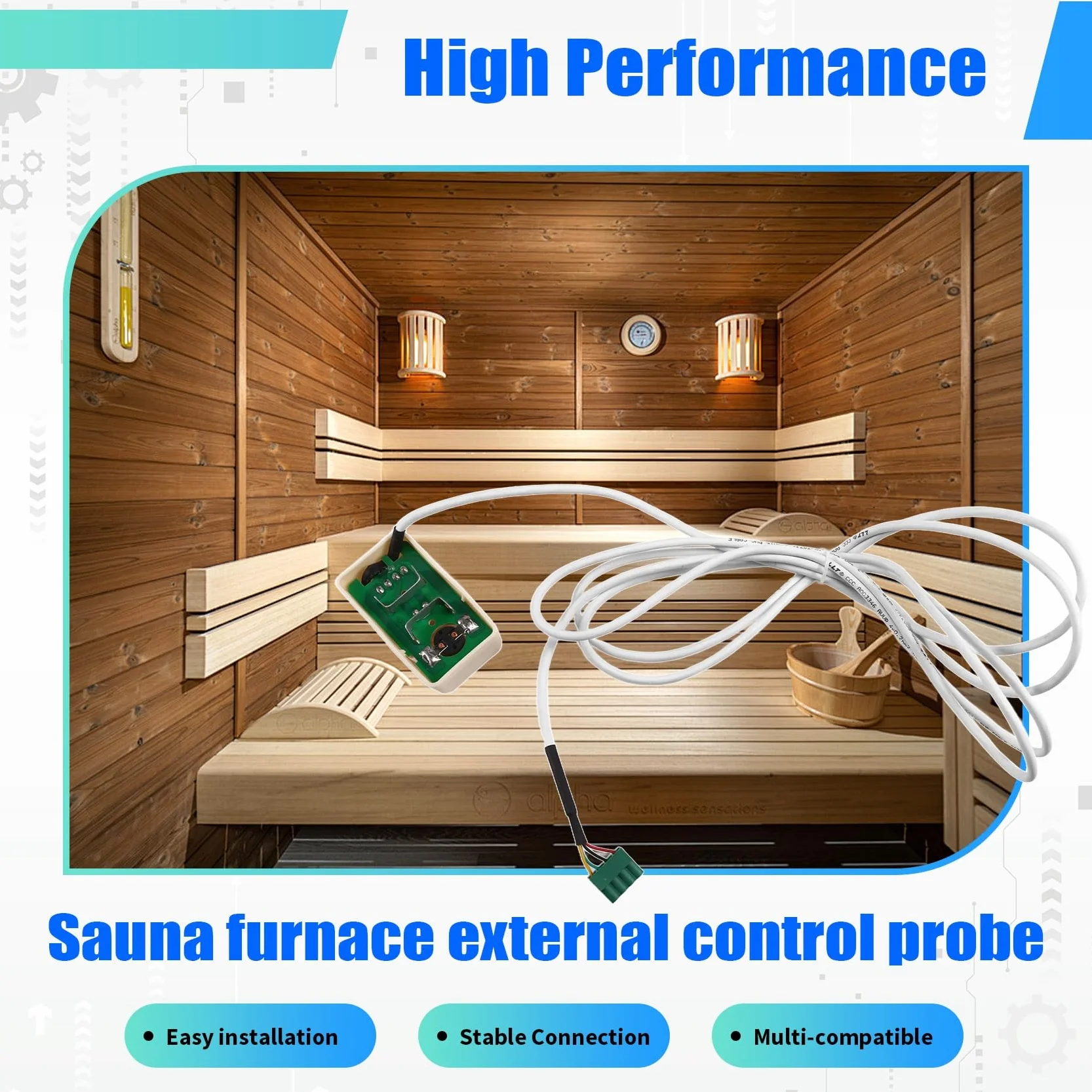 Sonda di Controllo Esterno per Sauna Forno Sensore Temperatura Filo Ad Alta Temperatura