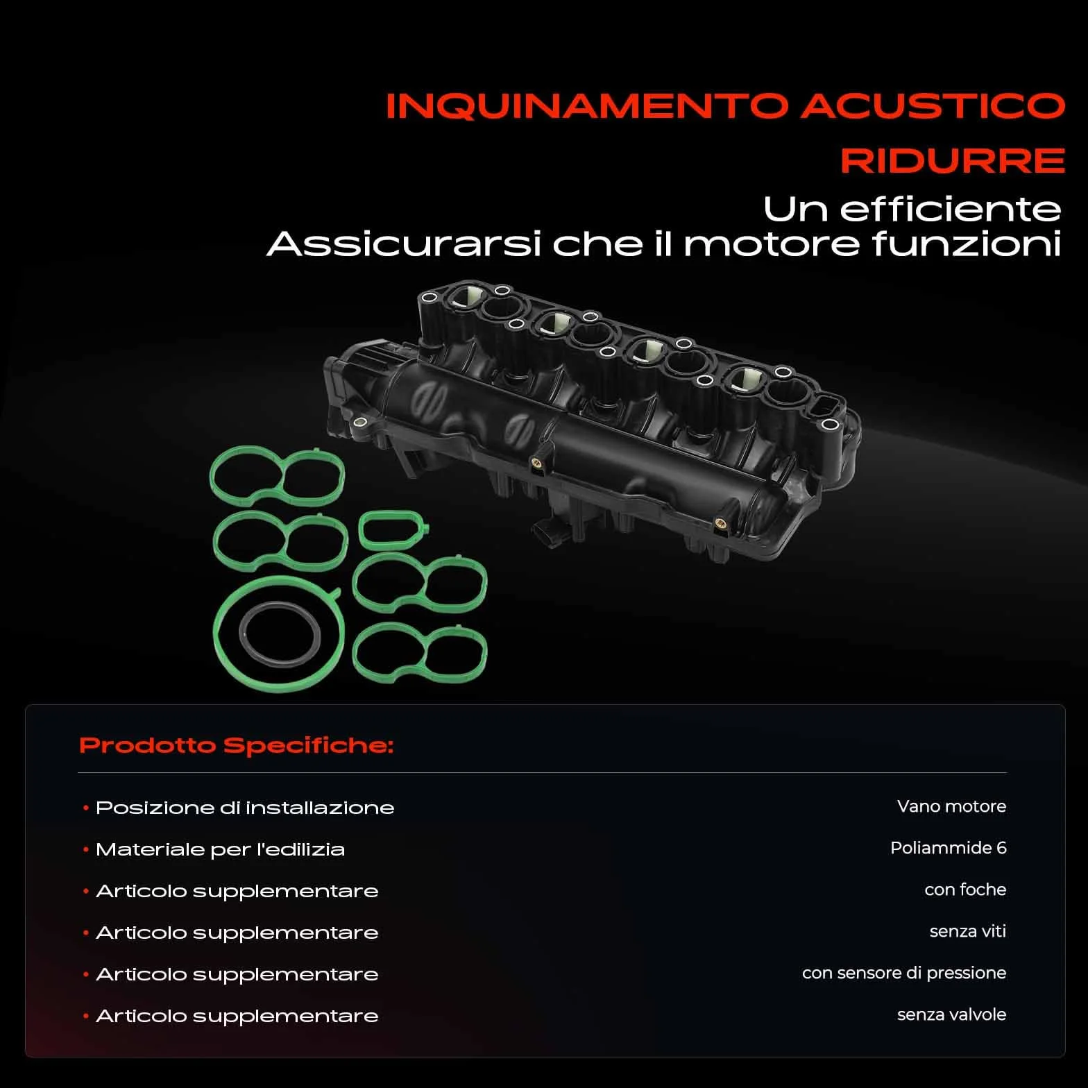 Frankberg Collettore di aspirazione Tubo di aspirazione Compatibile con Sedici 189 2.0 D MultiJet 4x4 Sedici 189 2.0 D MultiJet Ducato Furgone 250 115 MultiJet 2.0 D Doblo Pianale/Telaio 55215558