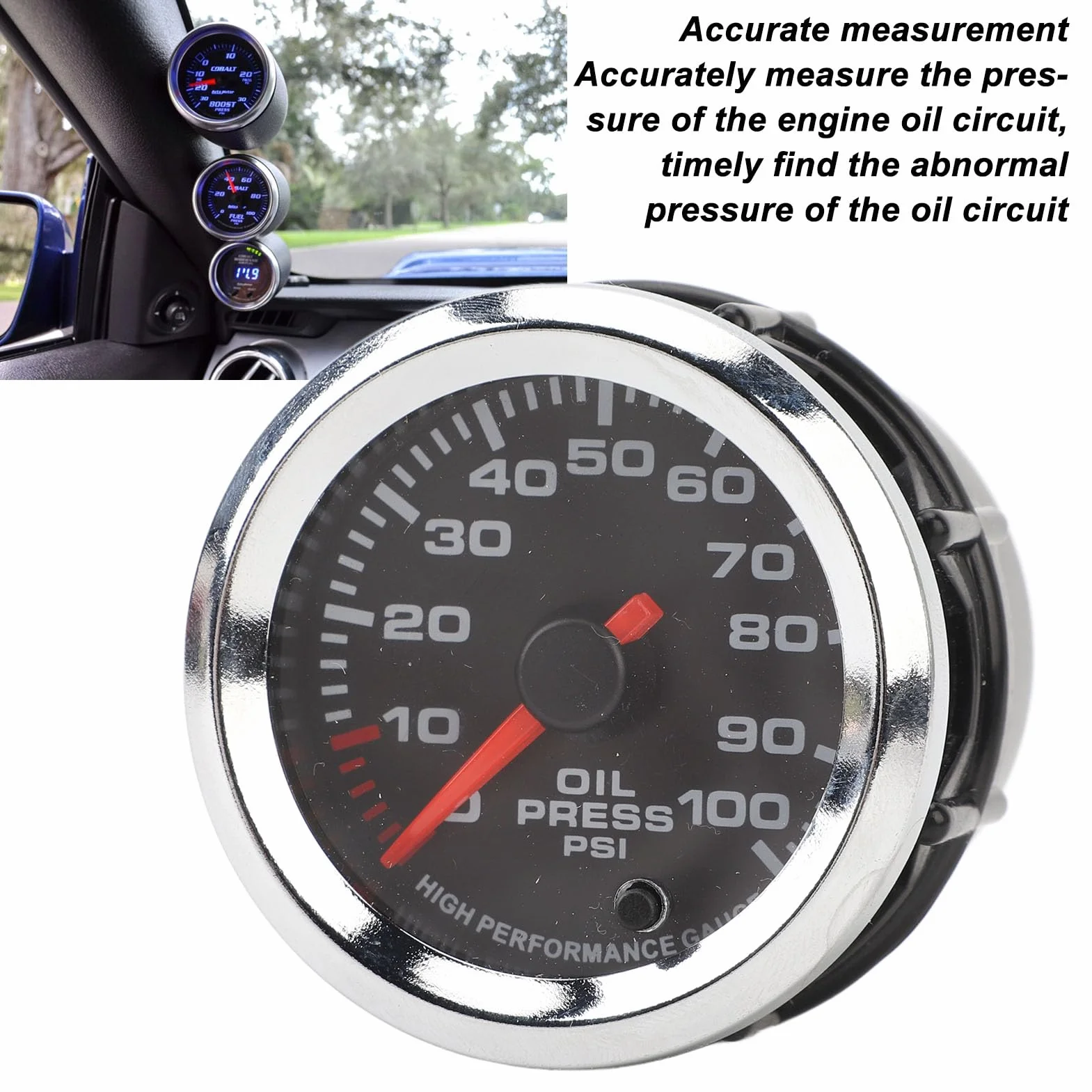 Aramox Manometro Digitale Pressione Olio Auto, Display 12V, 52 mm, 0-100 PSI, Alta Precisione