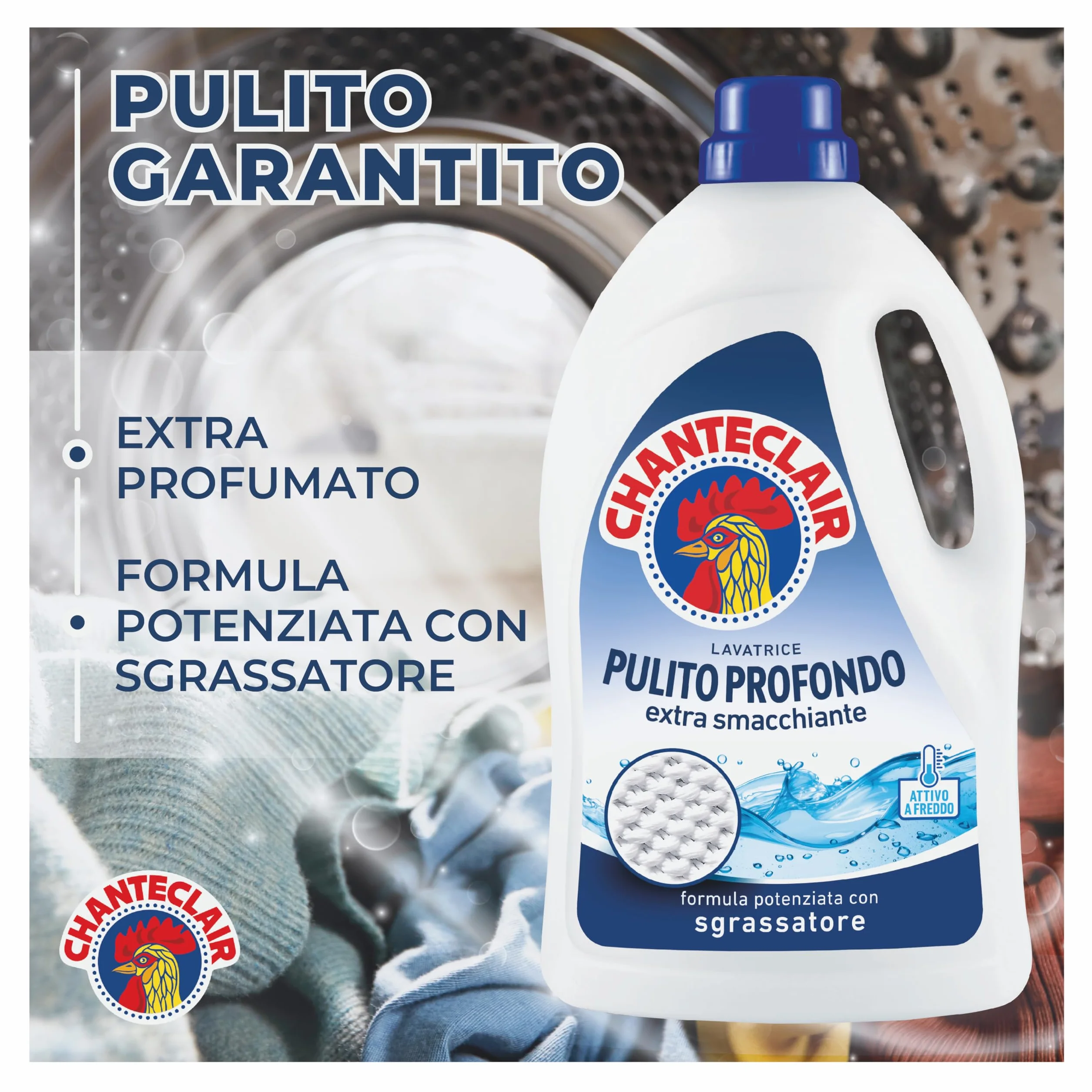 Chanteclair Detersivo per Lavatrice Pulito Profondo 3 Flaconi da 1575 ml