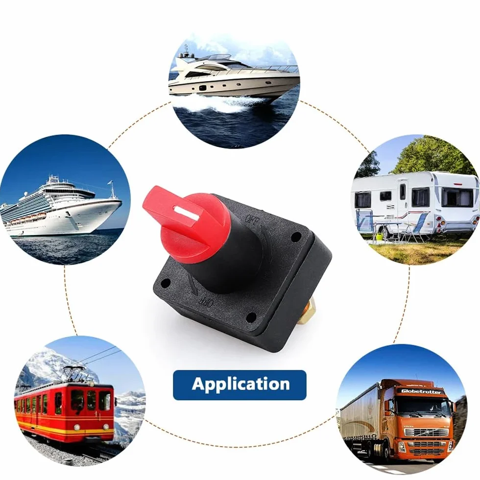 Greluma 1 pezzo Isolatore rotante di disconnessione della batteria, interruttore di interruzione dell'alimentazione da 12-24 V per auto, barca, furgone, camion, camper, roulotte