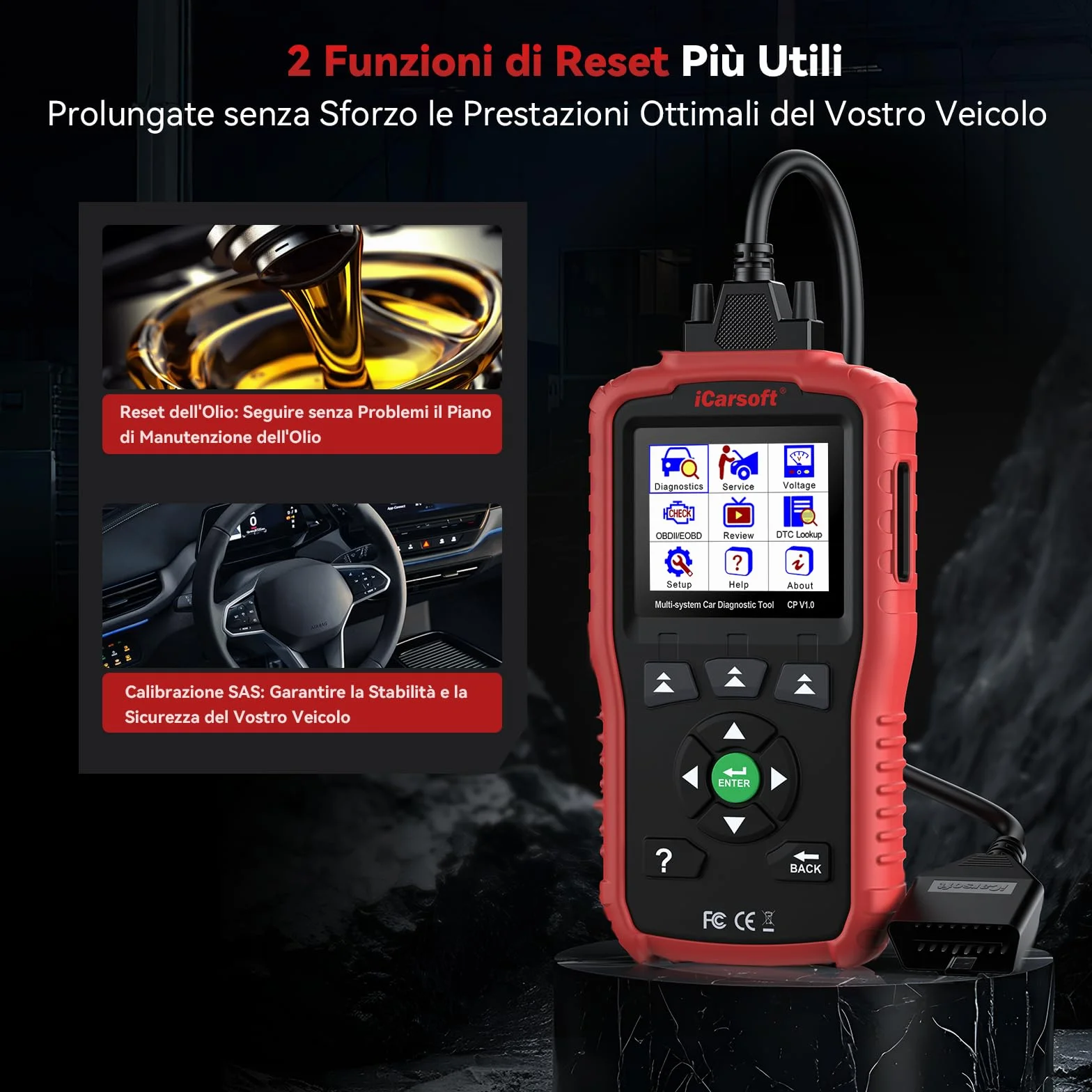 iCarsoft CP V1.0 OBD2 Diagnostica Auto Professionale Italiano per Marchi Francesi e Italiani
