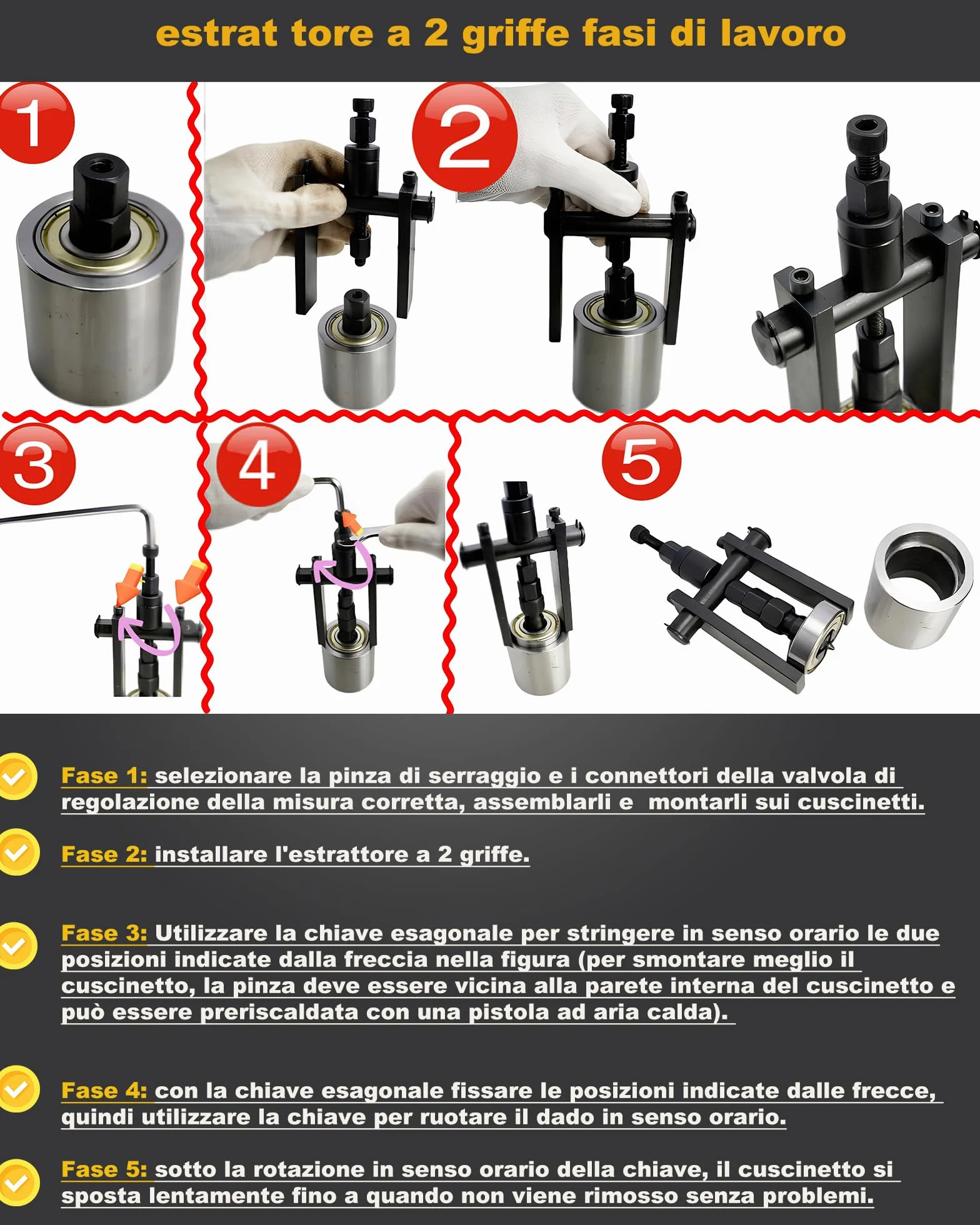 Estrattore Cuscinetti Interni Bici con Martello di Scorrimento e Due Ganasce Foro Cieco 8PCS Pinze Espandibili 8-32mm