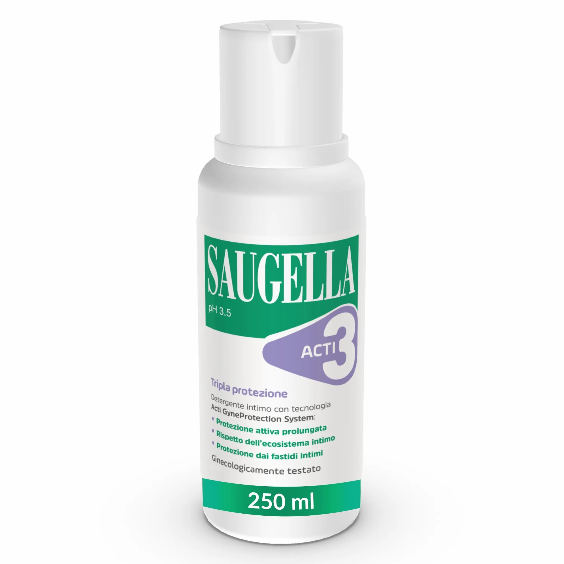 Saugella Acti3 Detergente Intimo pH 3.5 con Timo e Zinco 250 ml