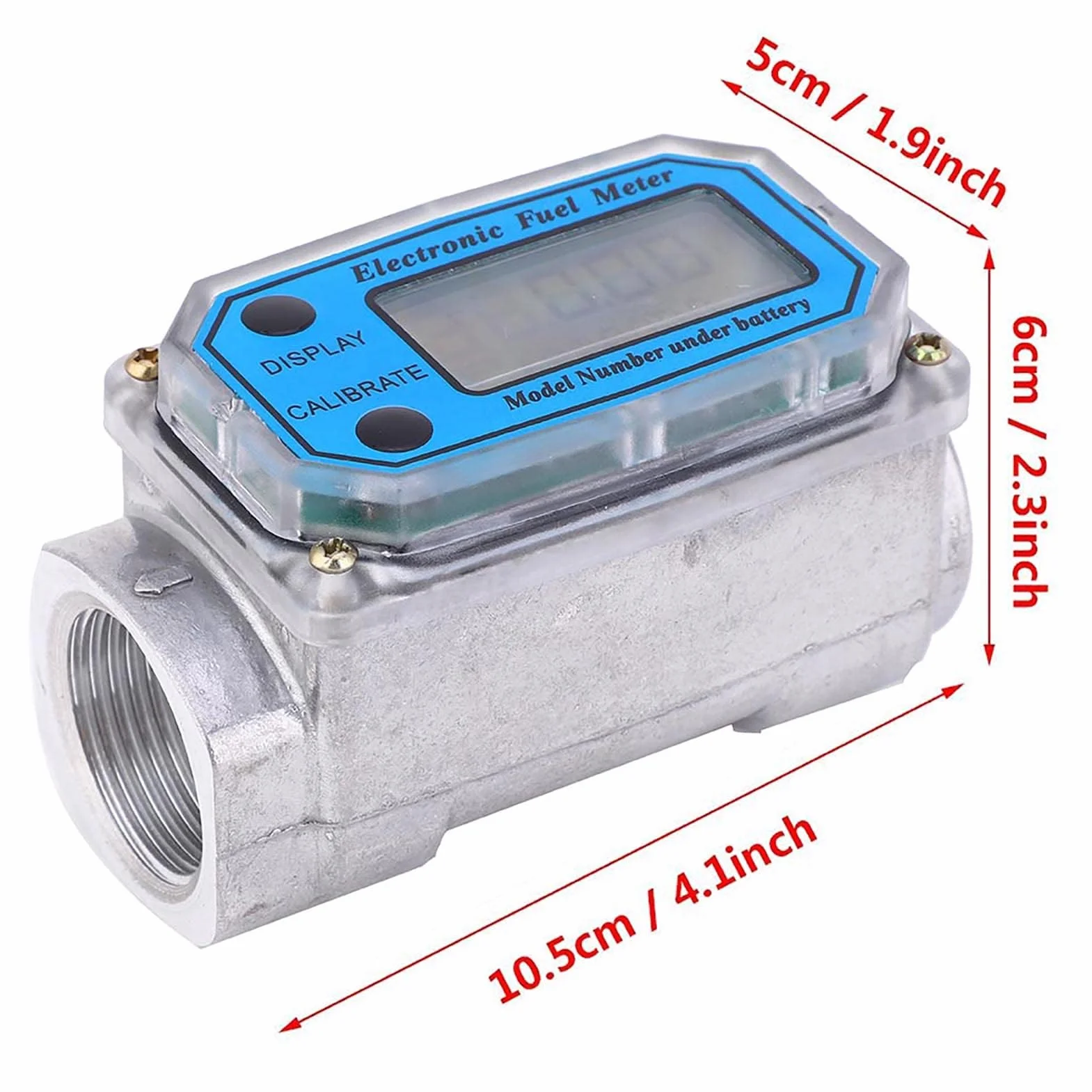 Walfront Misuratore Portata Digitale LCD 1" NPT 15-120L/min Alta Precisione ±1% per Benzina Gasolio Cherosene